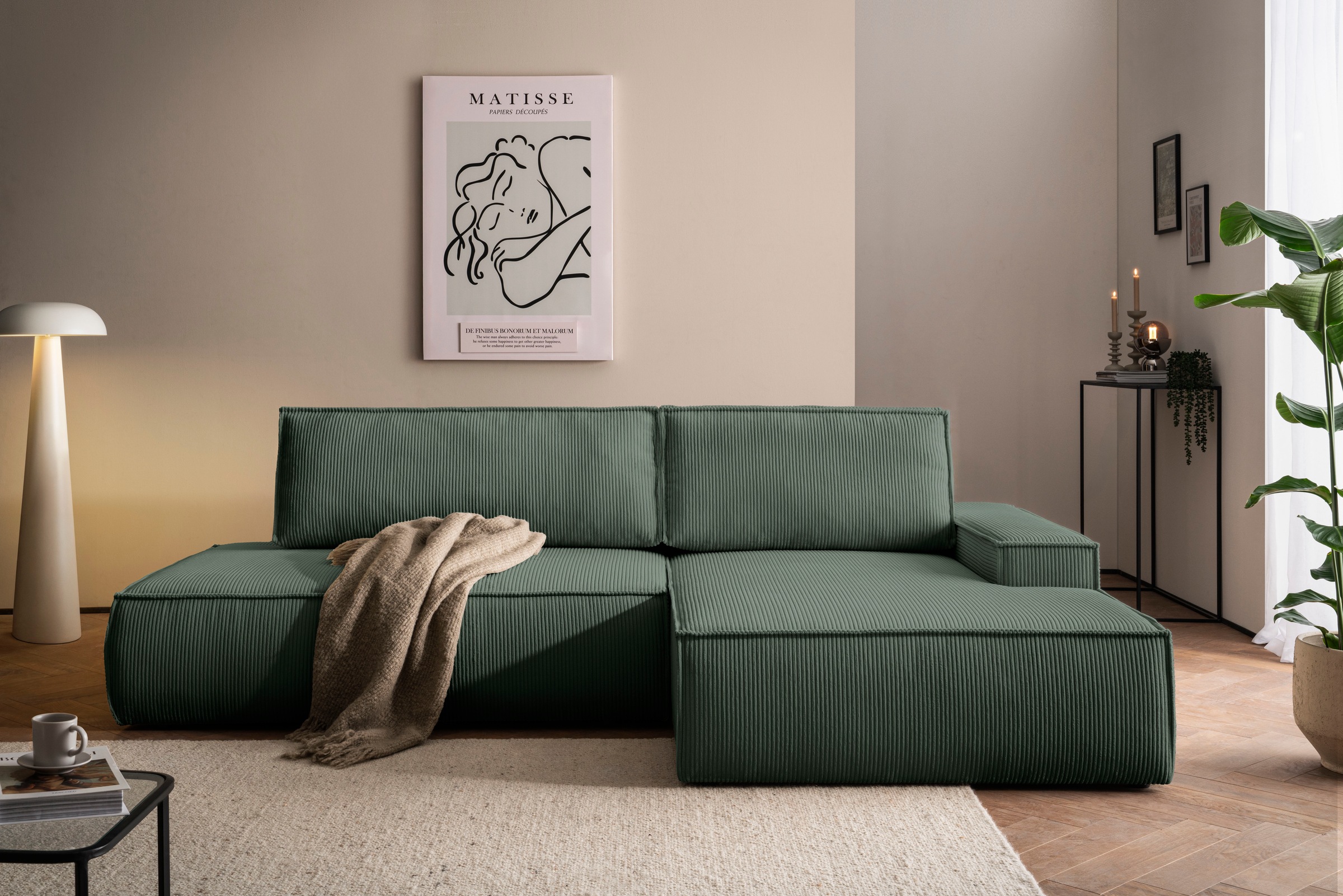 Home affaire Ecksofa "SHERWOOD, Schlafsofa in L-Form offen (275cm), Cord, L günstig online kaufen