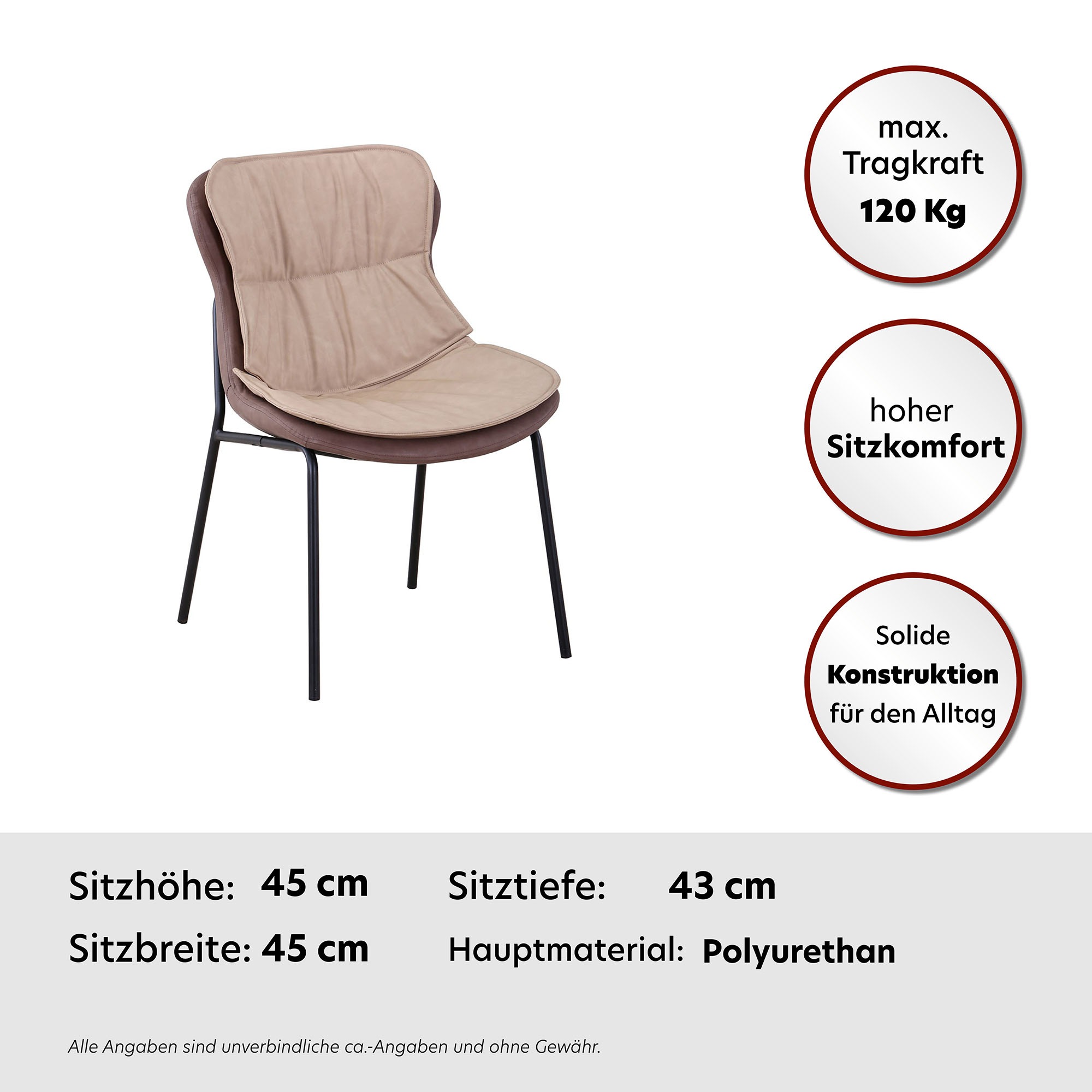 Kayoom Polsterstuhl, 1 St., pflegeleicht, bequem, angenehme Sitzfläche, mit trendigen Ziernähten