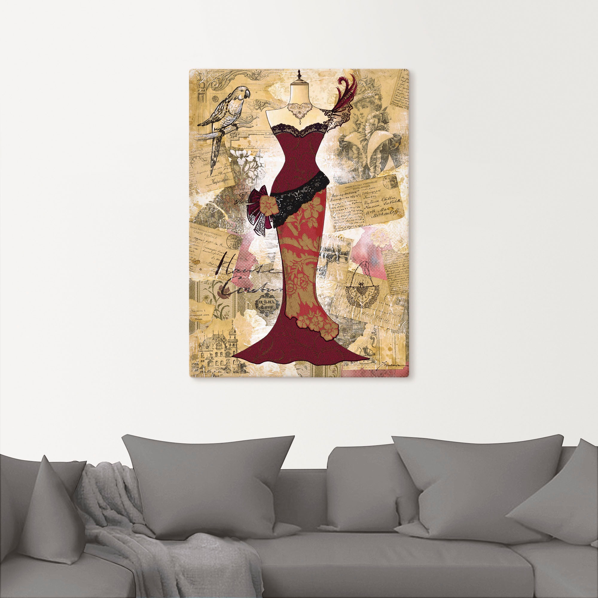 Artland Wandbild "Antikes Kleid - Collage" Mode 1 Stk. tlg. als Alubild, Ou günstig online kaufen