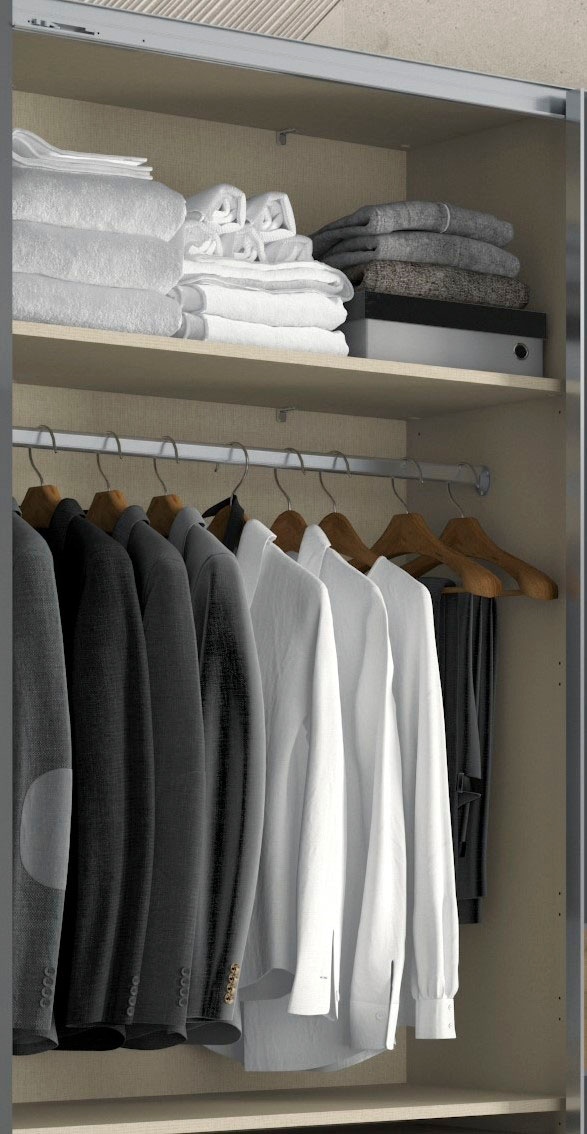Places of Style Schwebetürenschrank »Onyx, Schwebetürenschrank inklusive Innenleben, FSC-zertifiziert«, (in 3 Breiten: 182, 230 oder 272cm, Höhe 224cm, mit Spiegel), UV lackiert, hochglänzend anthrazit, mit Soft-Close Funktion