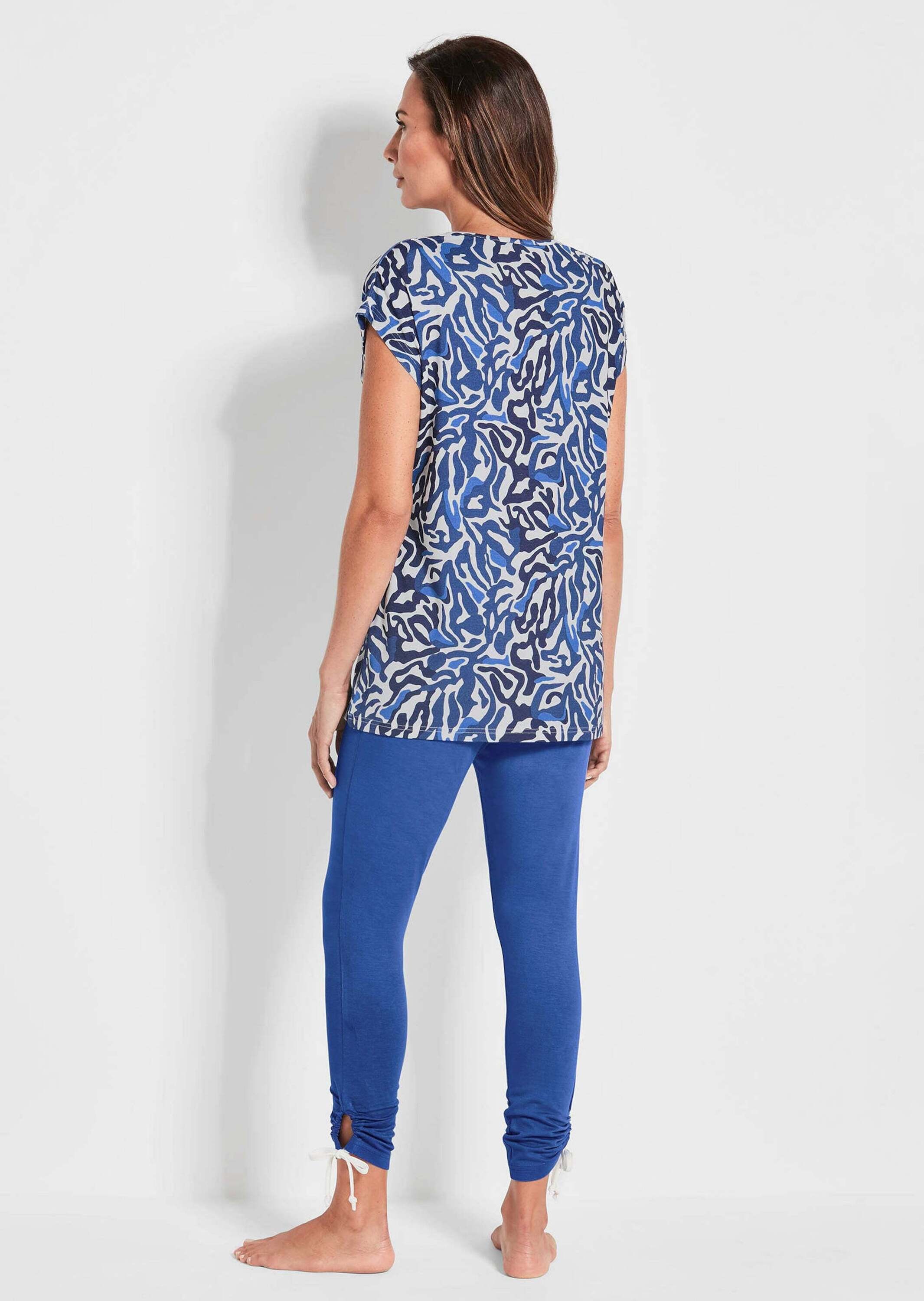 GOLDNER Hausanzug "Moderner Strandanzug mit Druck" Raffung am Bein günstig online kaufen