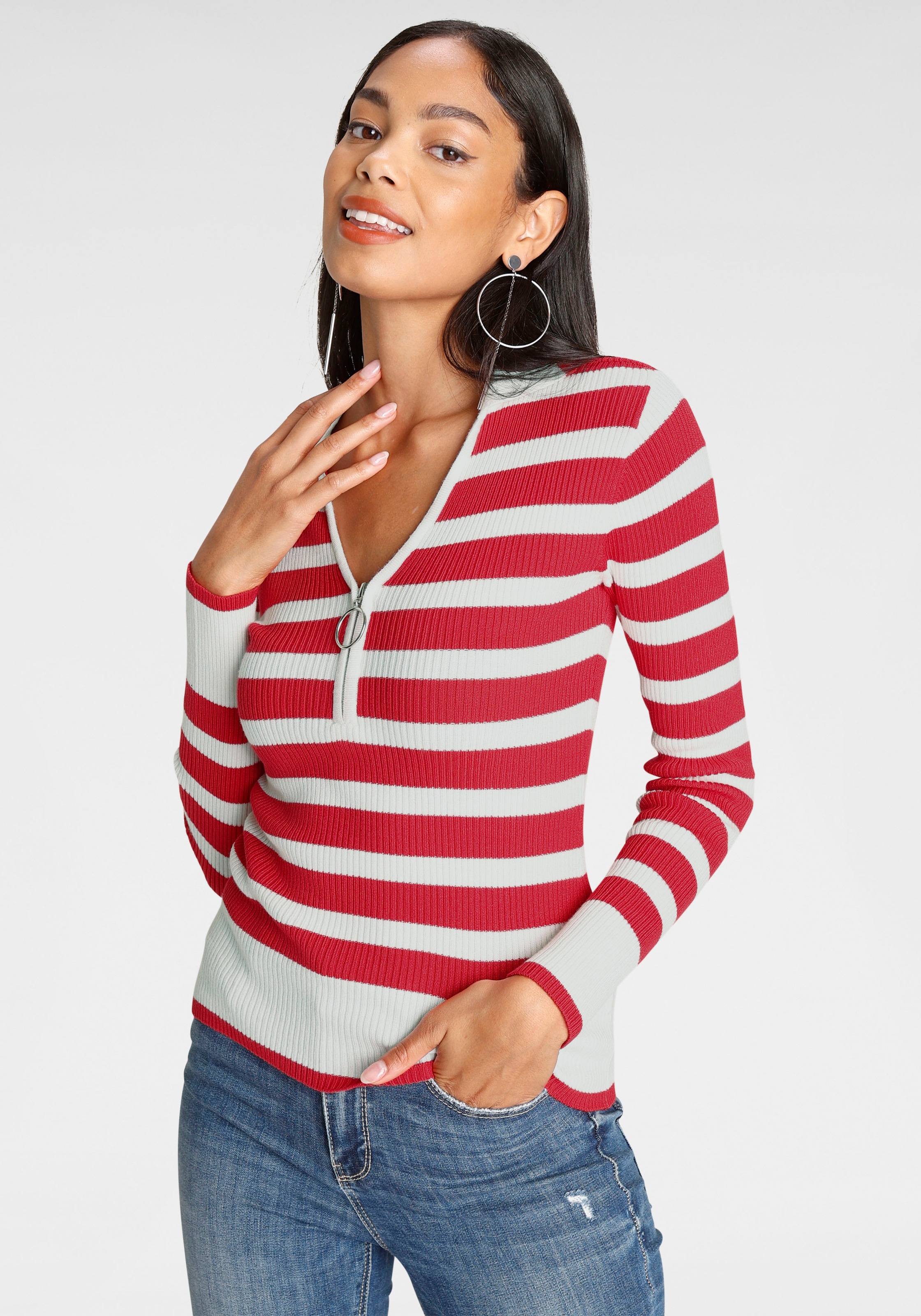 Melrose Polokragenpullover mit Streifen