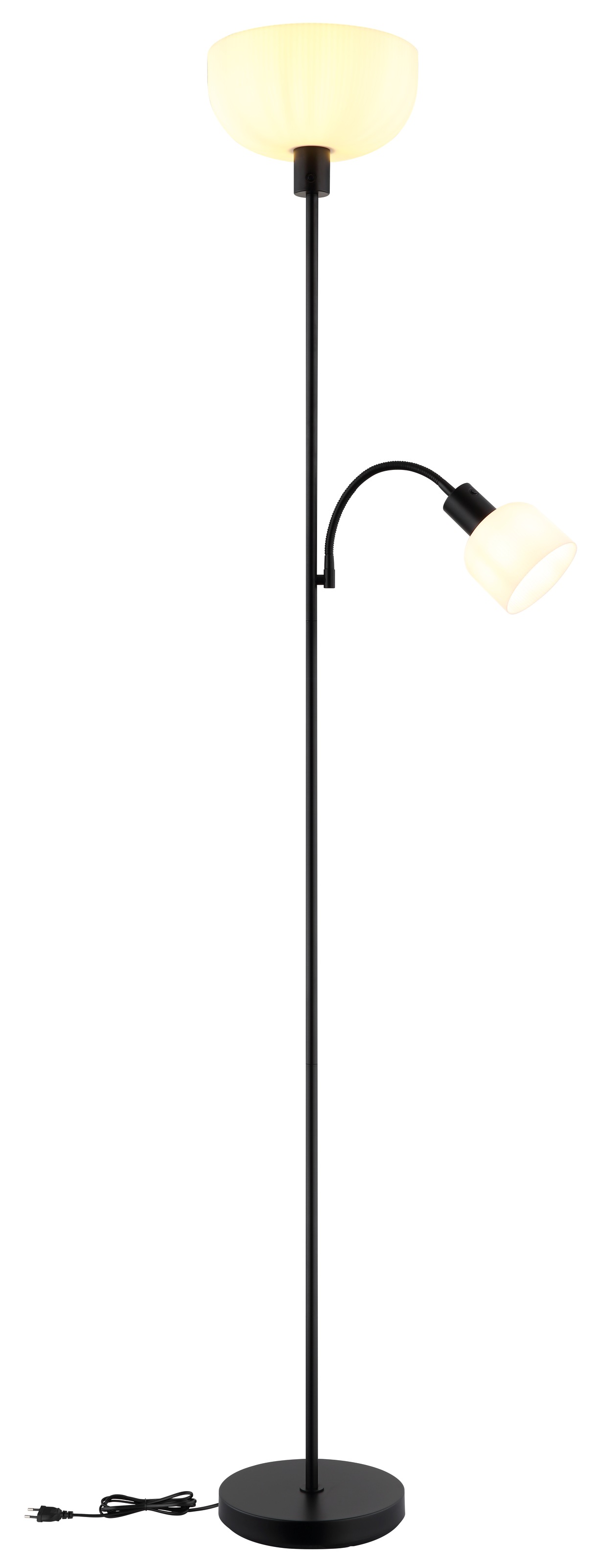 GLOBO LIGHTING Stehlampe »HINTON« E27 1 Stk. Stehleuchte, Opal, Druckschalter, Flexo, E27/E14