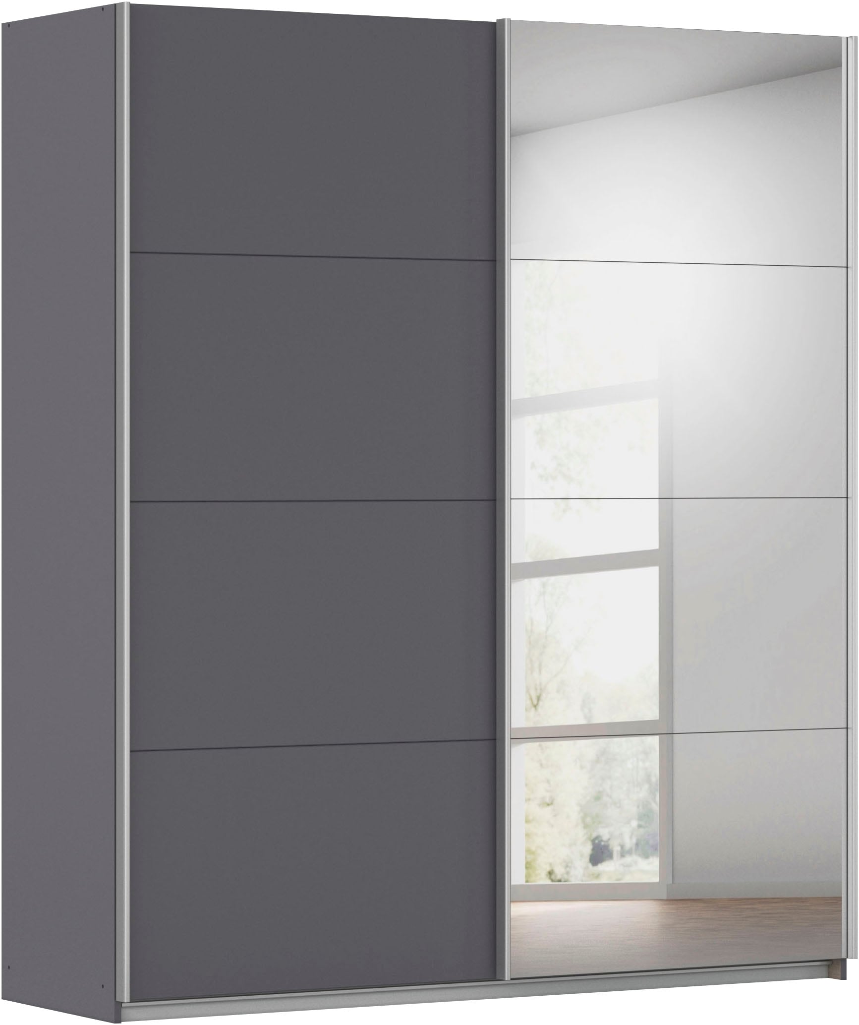 Schwebetürenschrank RAUCH, B:181cm H:210cm T:62cmgraumetallic, Holzwerkstoff, Schränke, "Kleiderschrank Schrank Garderobe Schlafzimmerschrank