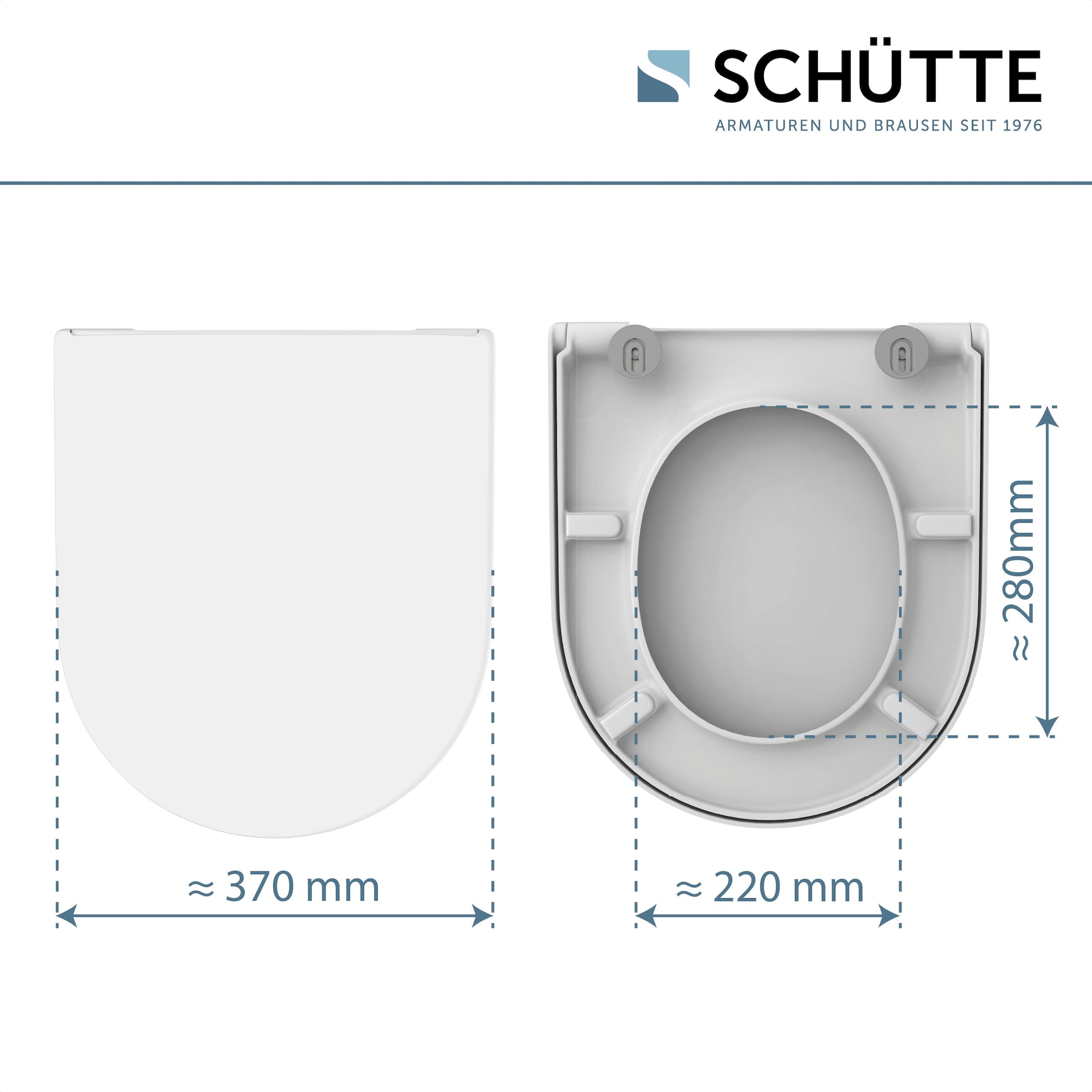Schütte WC-Sitz »Duroplast, WHITE D-Form PRO 8«, (WC-Sitz, Befestigungsmaterial, Montageanleitung), mit Absenkautomatik und Schnellverschluss