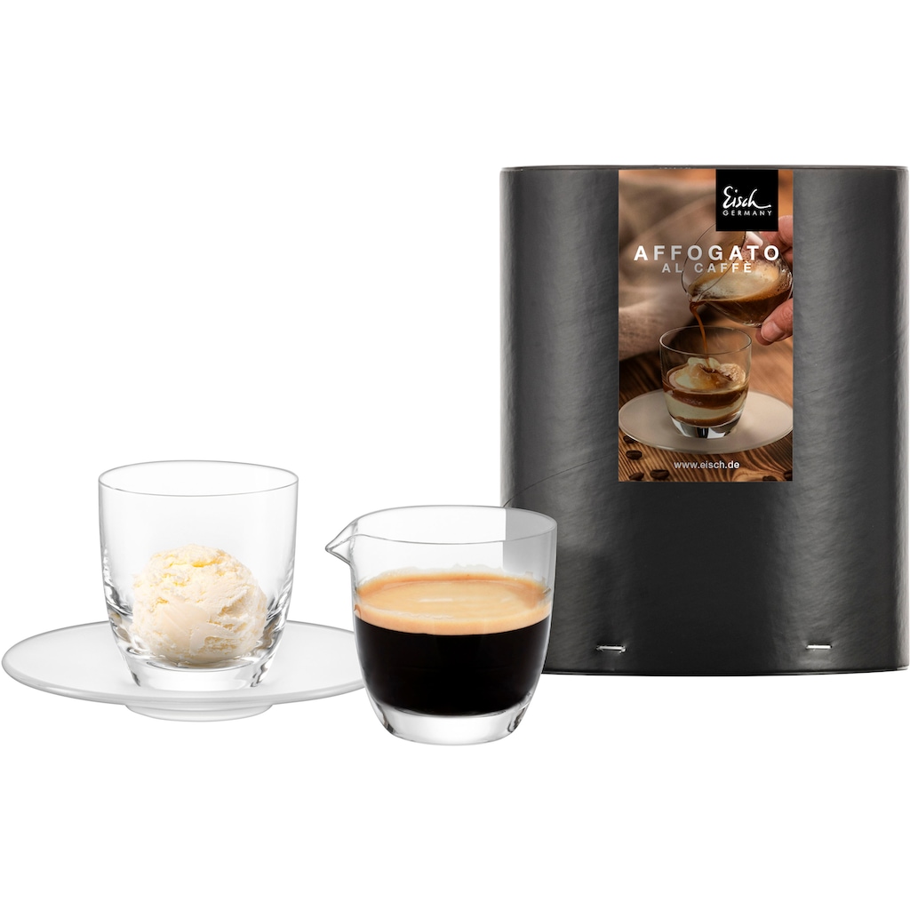 Eisch Espressoglas »Affogato al caffè Glas 109/5 mit Kännchen«, (Set, 3 tlg., Espressoglas, Untertasse und Kännchen), im Geschenkkarton, 100 ml, 3-teilig