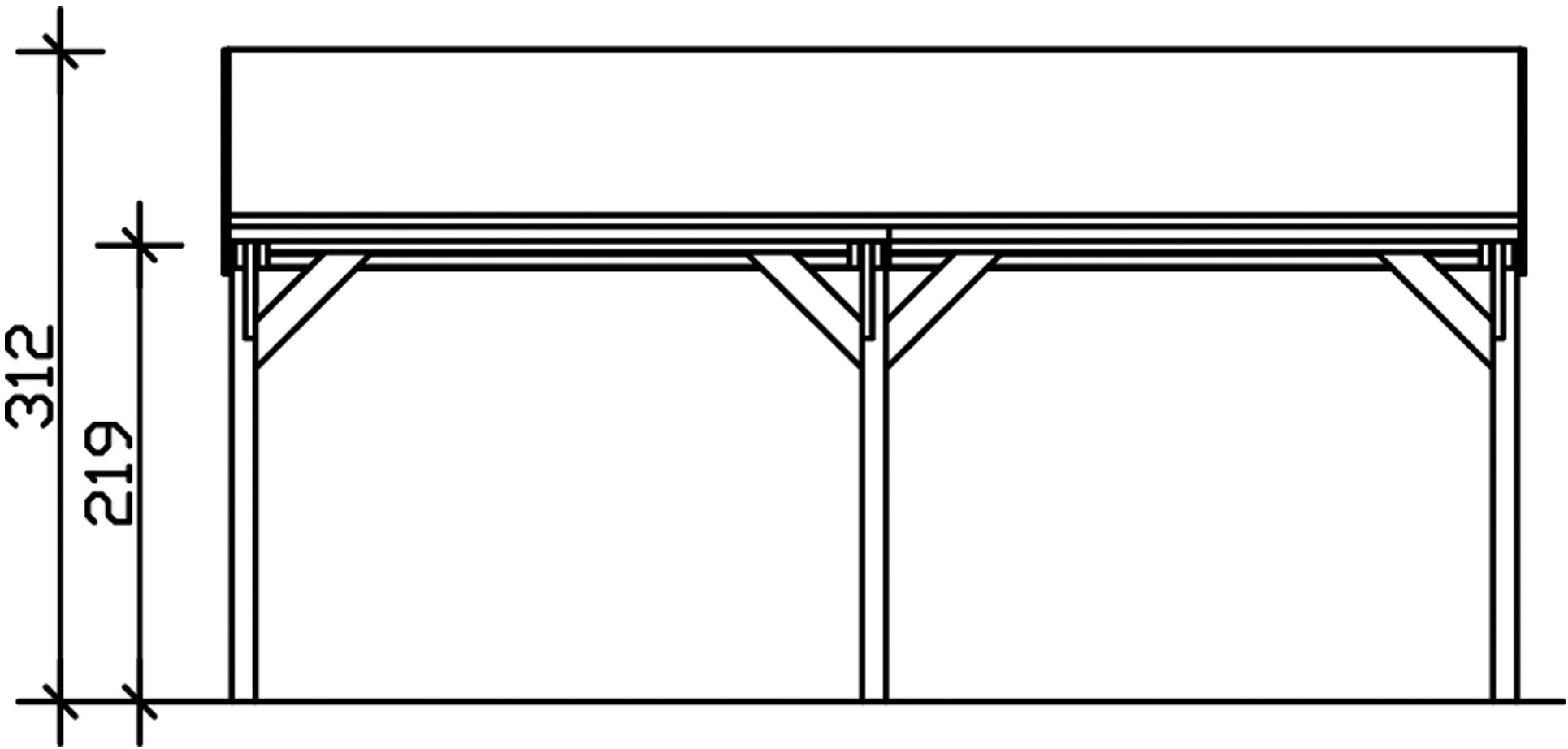 Skanholz Doppelcarport »Harz«, Nadelholz, 291 cm, Nussbaum, mit roten Schindeln