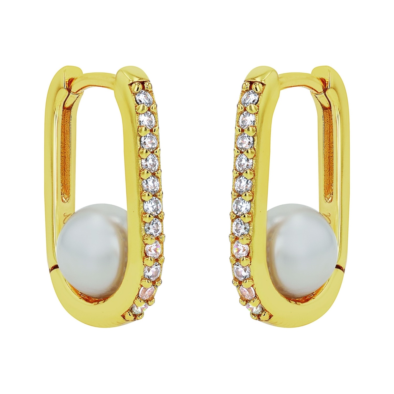 Amor Paar Creolen mit Zirkonia (synth.) und Muschelkernperle