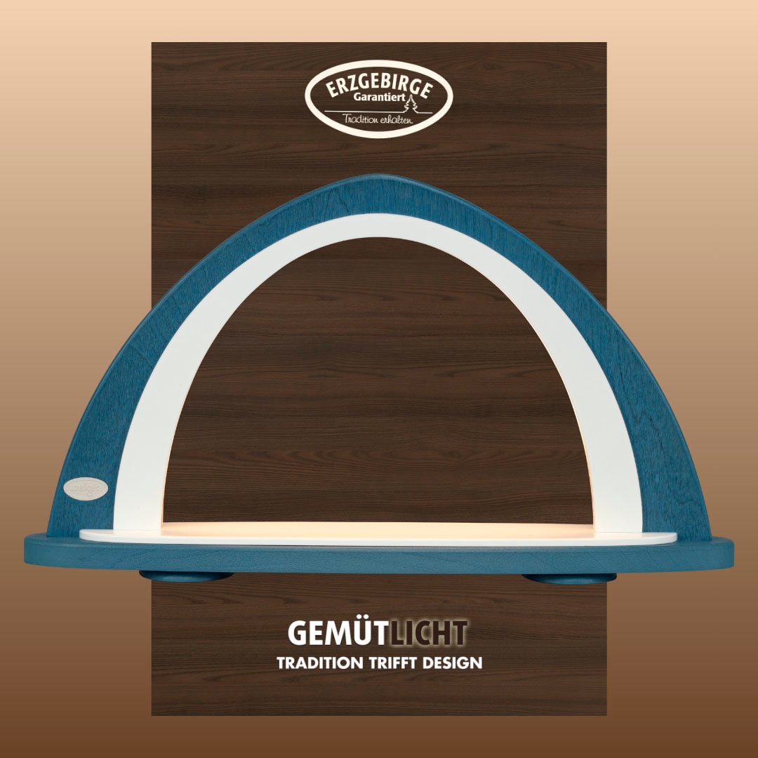 WEIGLA LED Schwibbogen "Weihnachtsdeko, Made in Germany", B/H/T: 52cm x 29,7cm x 9cm, blau, Schwibbögen, Leerbogen zum Selbstbestücken