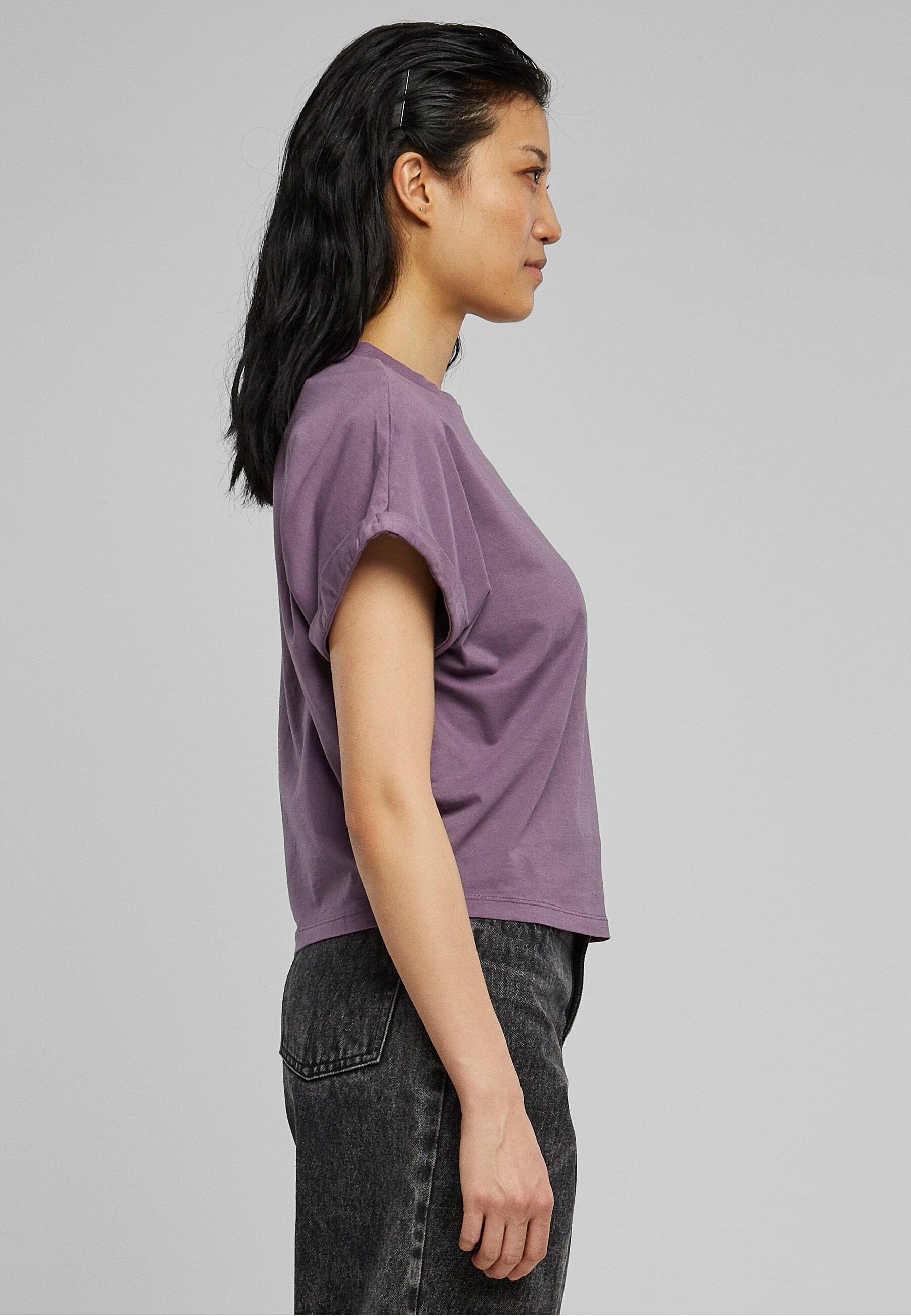 URBAN CLASSICS T-Shirt »Urban Classics Damen Ladies Short Pigment Dye Cut On Sleeve Tee«, (1 tlg.)