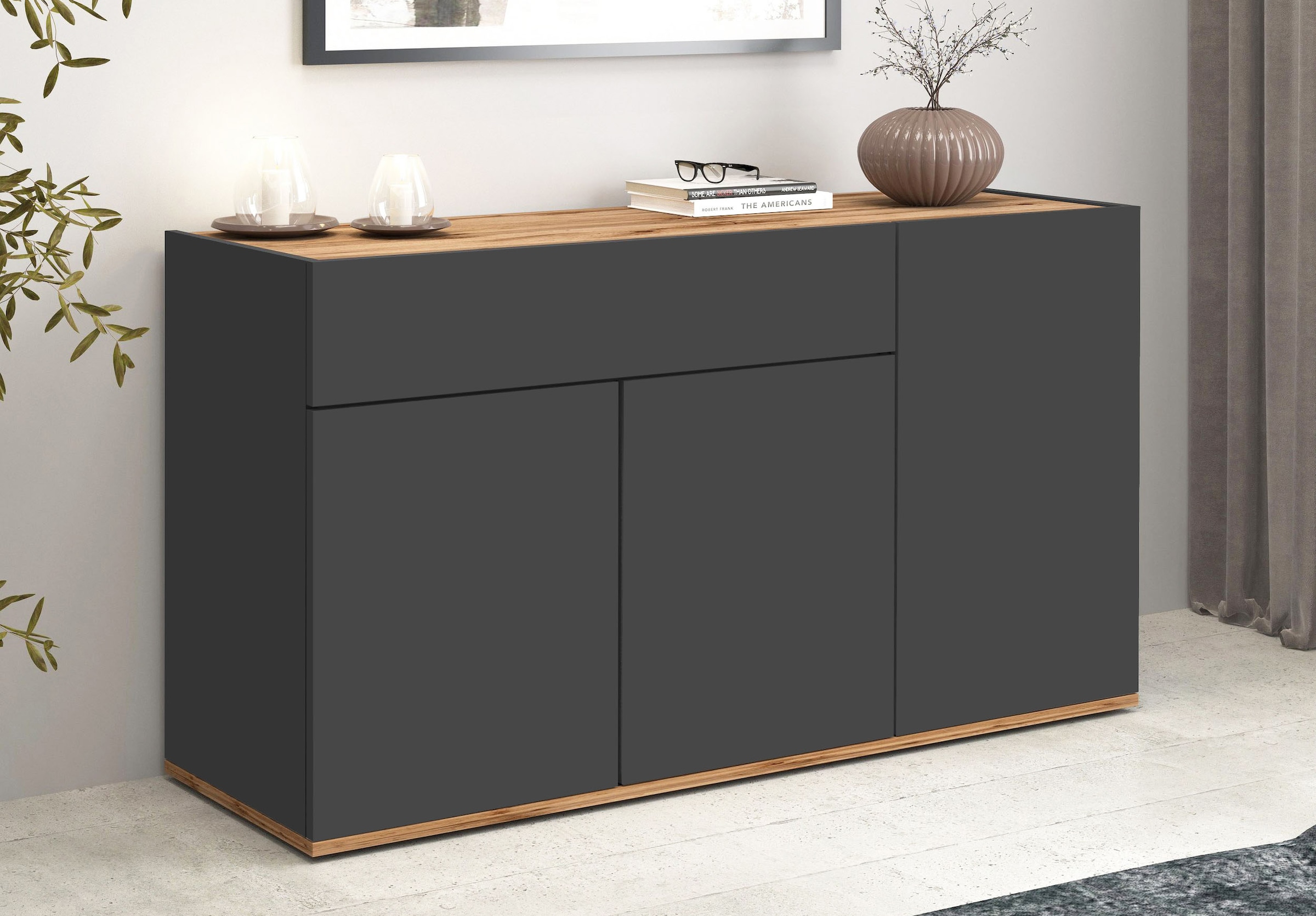 INOSIGN Sideboard »Garda, Kommode, Schrank, Kredenz«, 3 Türen, 1 Schublade, grifflos Breite 120,1 cm
