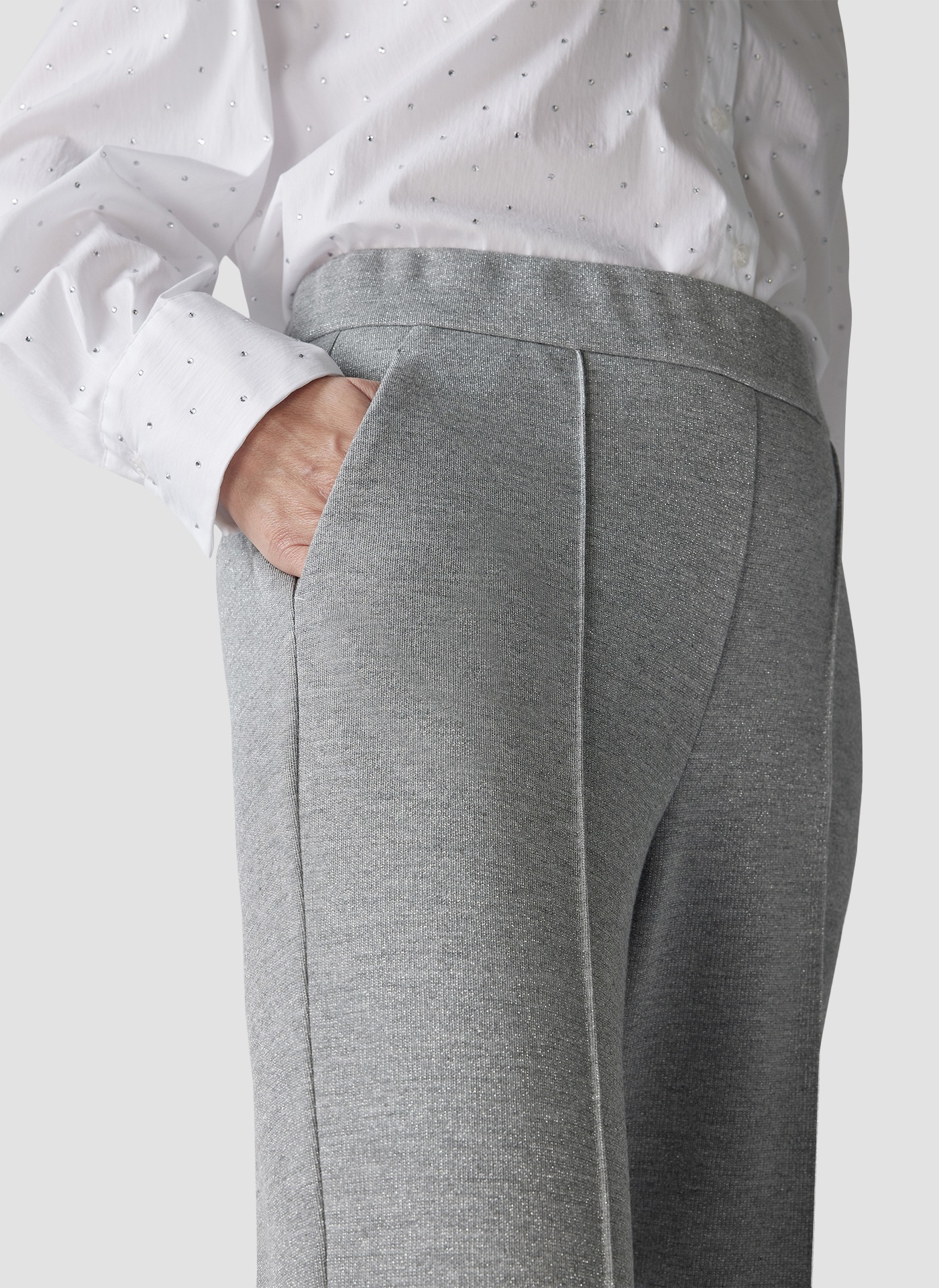 LeComte Jerseyhose »LeComte Elegante Hose in Grau mit Bügelfalte«