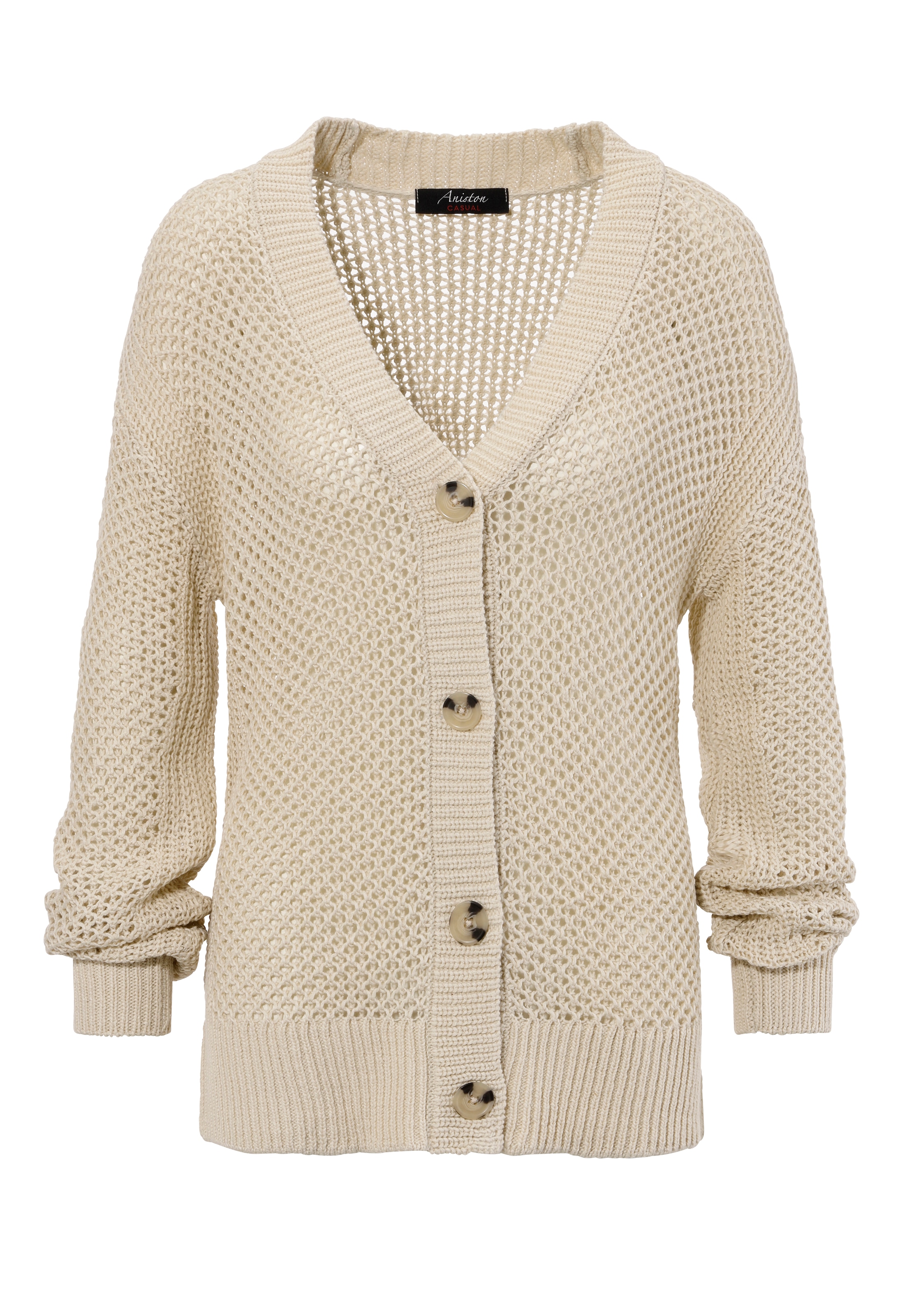 Aniston CASUAL Strickjacke, mit trendigem Lochstrick-Muster - NEUE KOLLEKTION