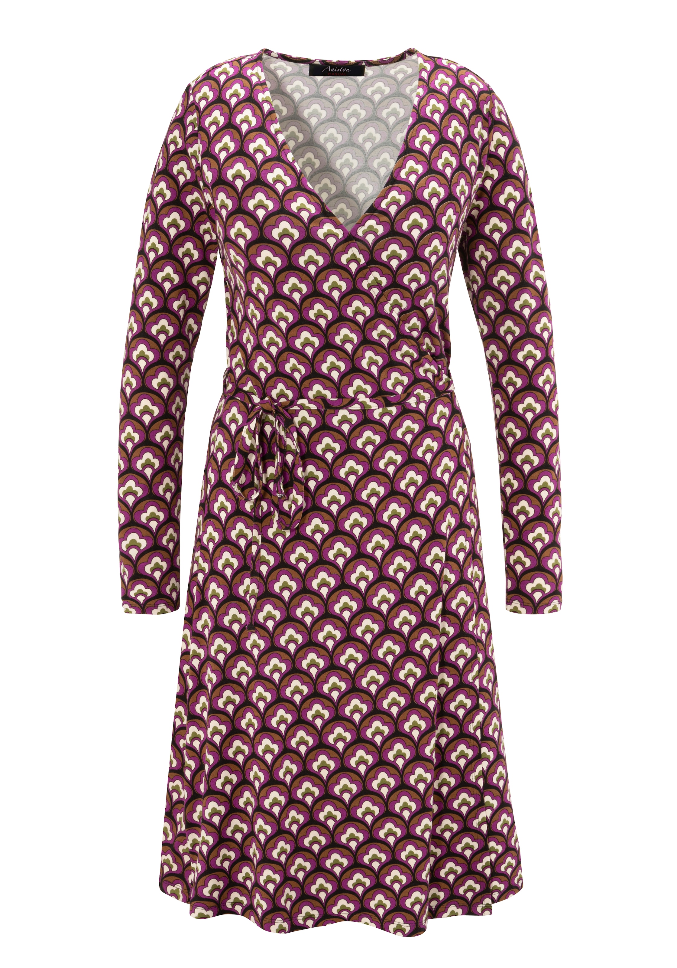 Aniston CASUAL Wickelkleid, mit trendfarbenem KOLLEKTION | für bestellen Retrodruck BAUR - NEUE