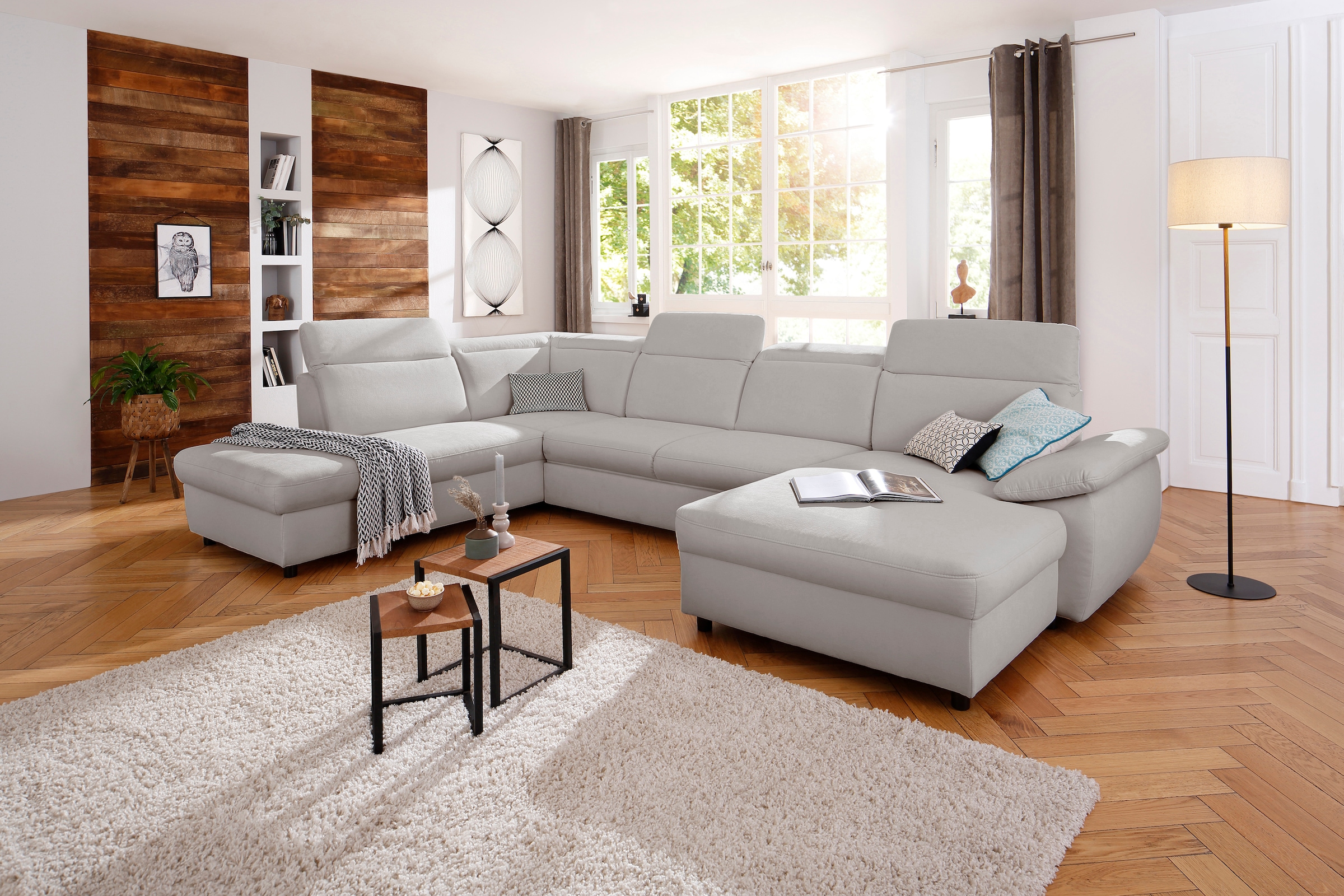 OTTO home Wohnlandschaft "Mauritius U-Form" mit Kopfteil- und Armlehnverstellung, wahlweise mit Schlaffunktion