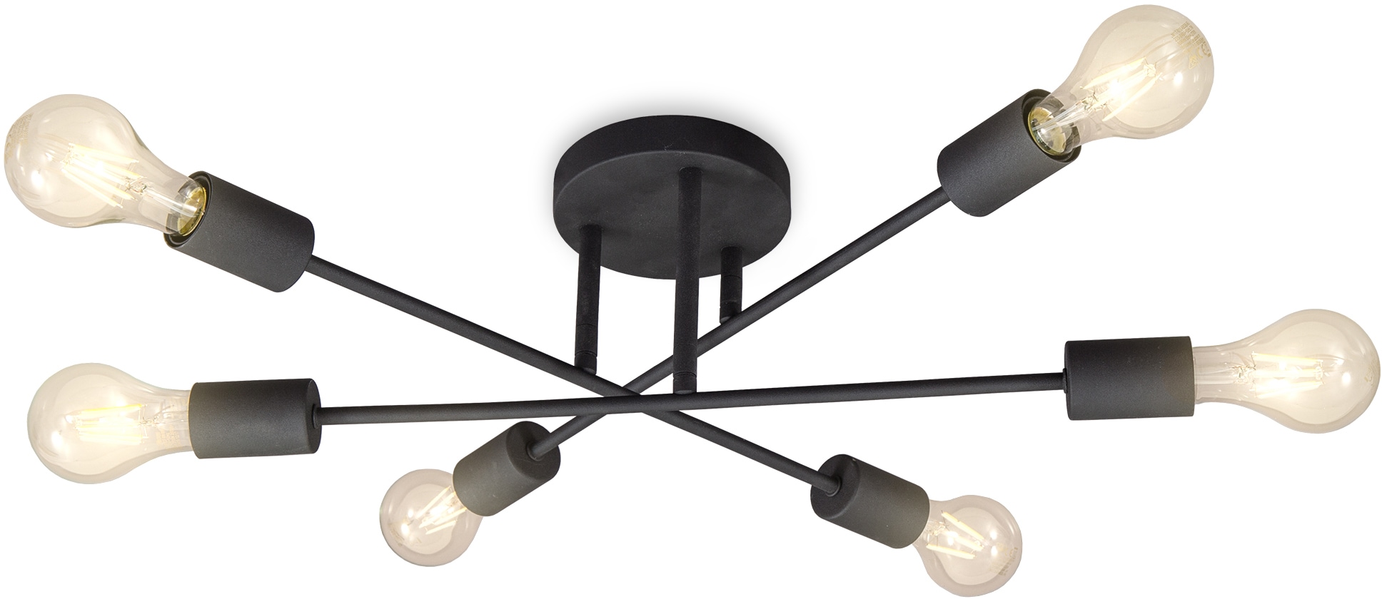 B.K.Licht LED Deckenleuchte, | 6 Vintage-Leuchte Deckenlampe schwarz flammig-flammig, rustikal Retro LED BAUR Industrial E27