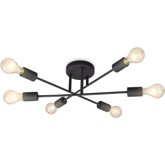 B.K.Licht LED Deckenleuchte, 6 flammig-flammig, LED Vintage-Leuchte  Deckenlampe Retro Industrial E27 schwarz rustikal | BAUR