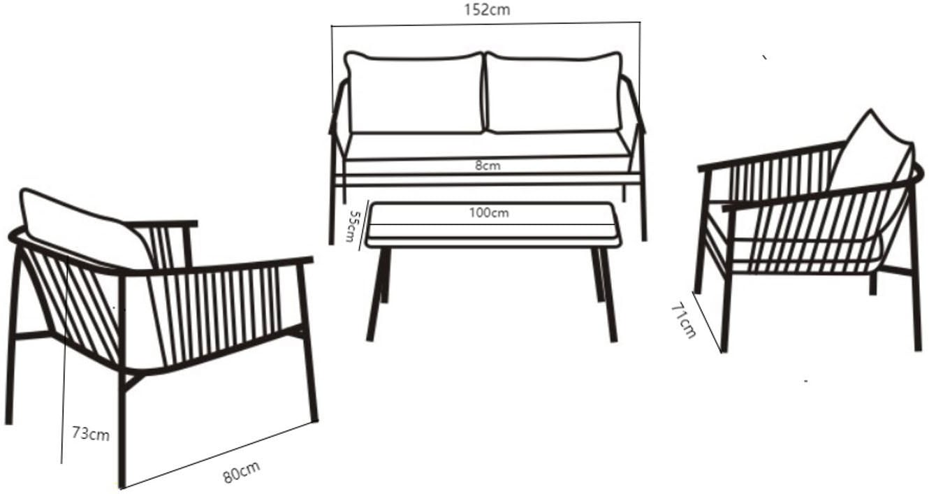 Destiny Gartenlounge-Set »VERONA«, (11 tlg., 1x 2er Sofa, 2x Sessel, 1x Tisch, inkl. Auflagen), Aluminium, Olefin-Rope
