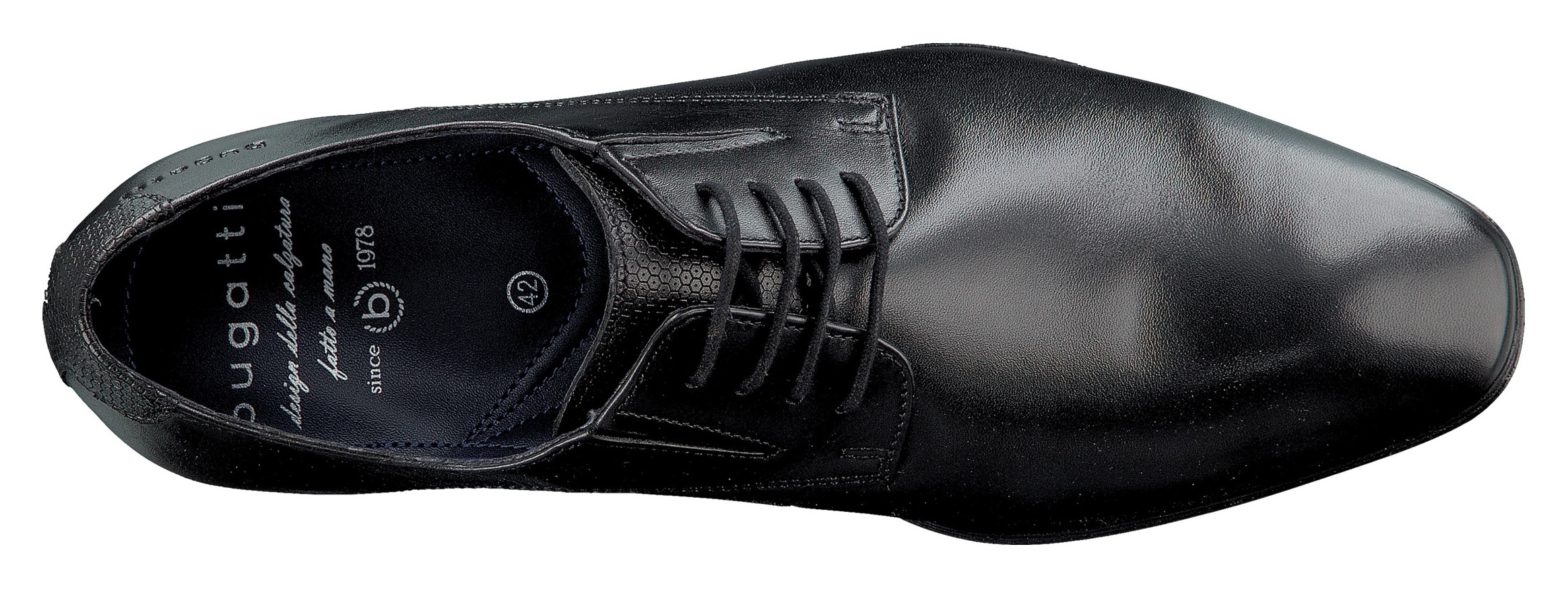 bugatti Schnürschuh, Blockabsatz, Abendschuh, Festtagsschuh mit Logoprägung an der Ferse