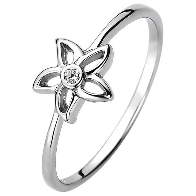 JOBO Fingerring »Blume«, 925 Silber mit Zirkonia online bestellen | BAUR
