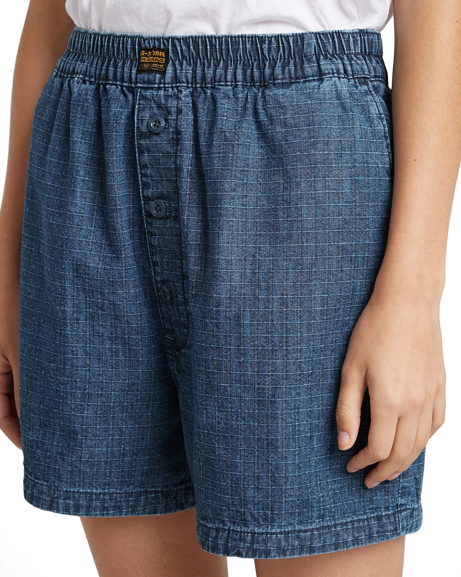 Trainingsshorts G-STAR "Boxer-Shorts", Damen, Gr. 27, faded indigo ripstop, Obermaterial: 100% Baumwolle, Hosen 3