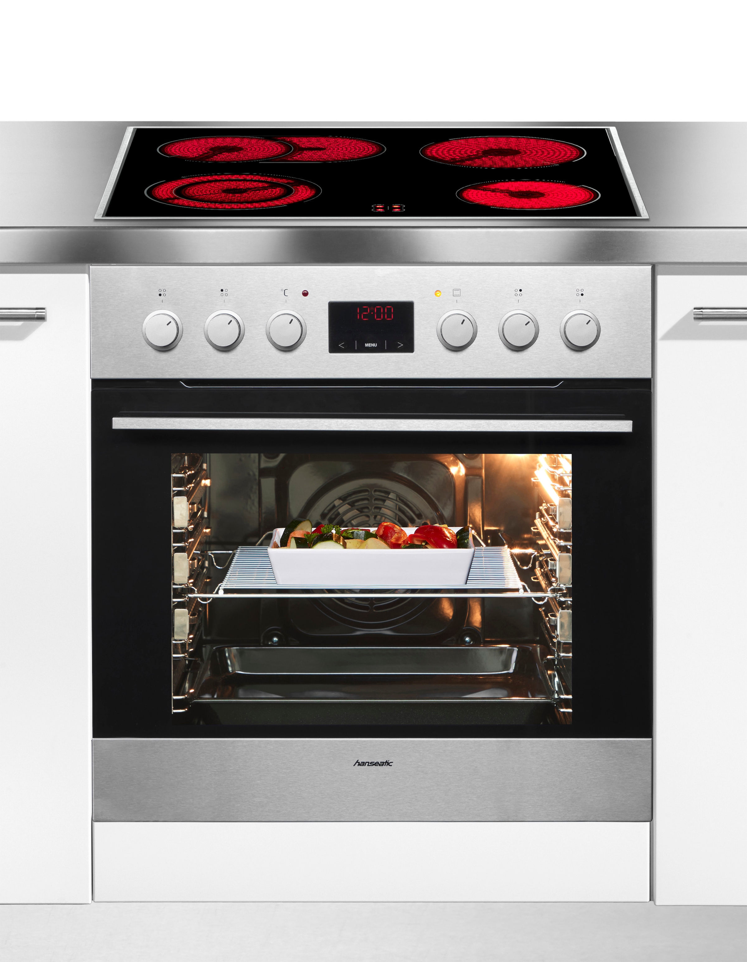 HANSEATIC Elektro-Herd-Set "2022C(G)3.334eEHiTsDpHbX", grau, Herdsets