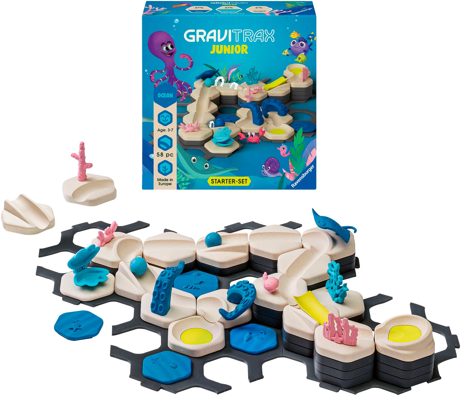 Ravensburger Kugelbahn-Bausatz »GraviTrax Junior, Starter-Set S Ocean«, Made in Europe
