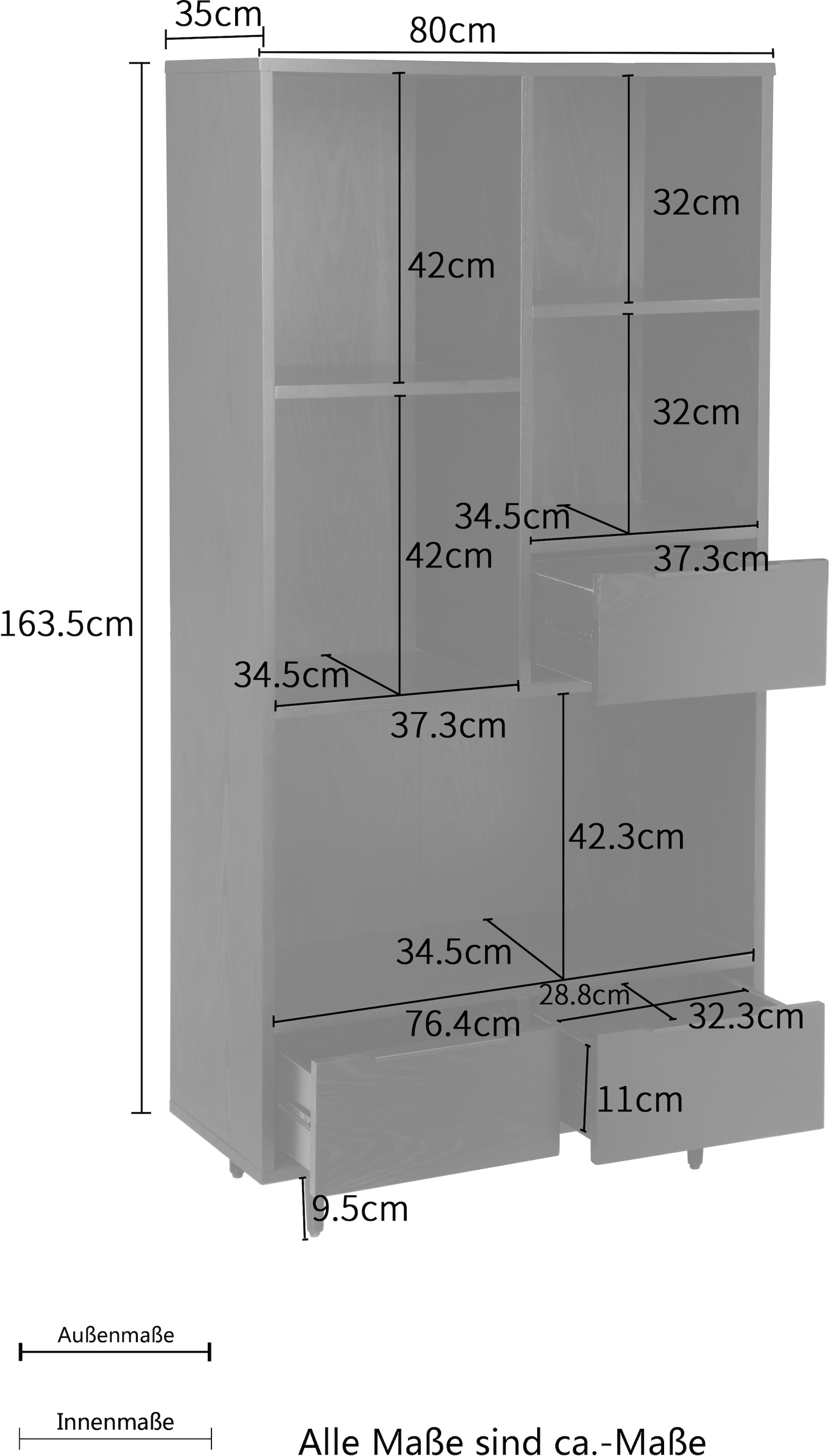 Guido Maria Kretschmer Home&Living Highboard »Priya«, aus MDF Holz, mit Metallfüßen- und Griffen, Breite 80 cm