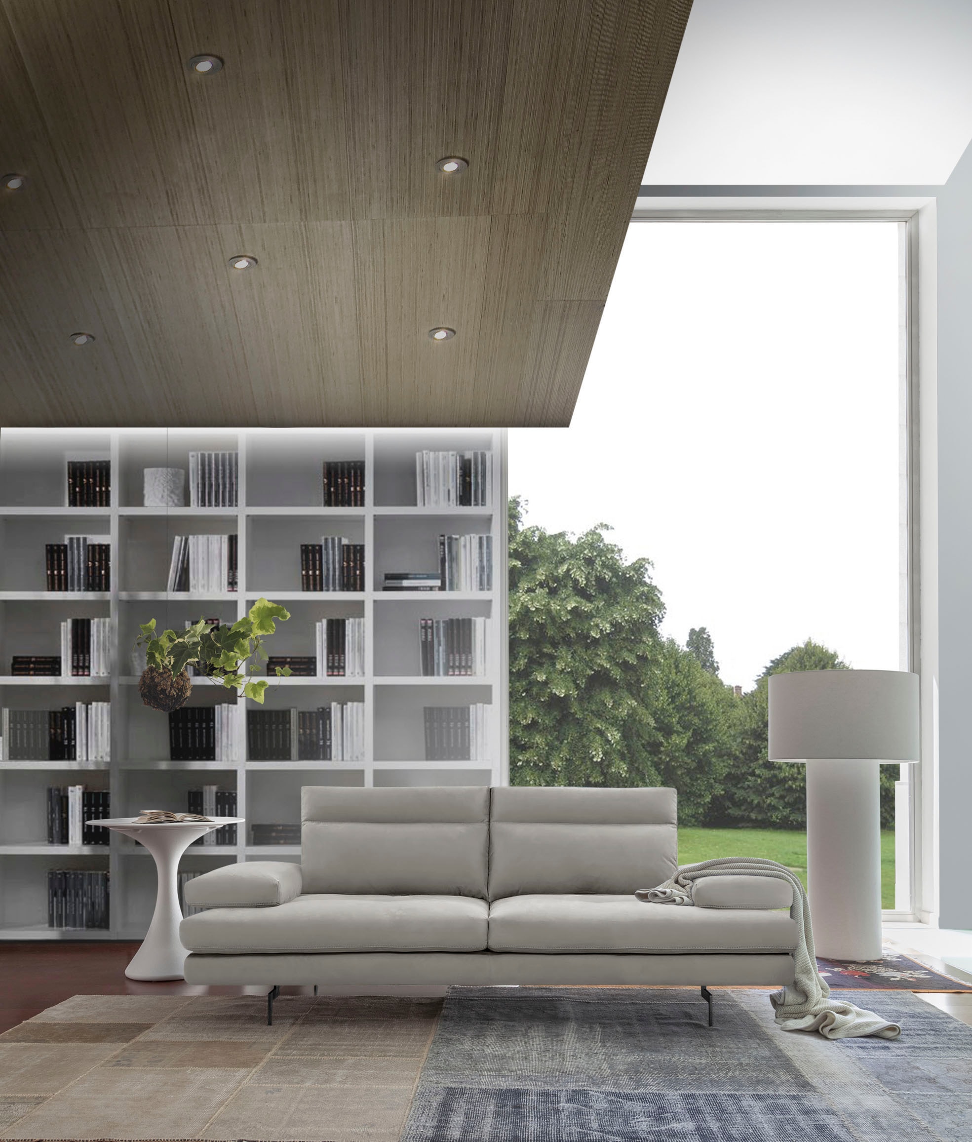 CALIA ITALIA 3-Sitzer "Toby Wing, 208 cm breit, Designsofa, hochwertige Verarbeitungsdetails" inkl. Sitztiefenverstellung und Armteilfunktion, Füße in Schwarz matt
