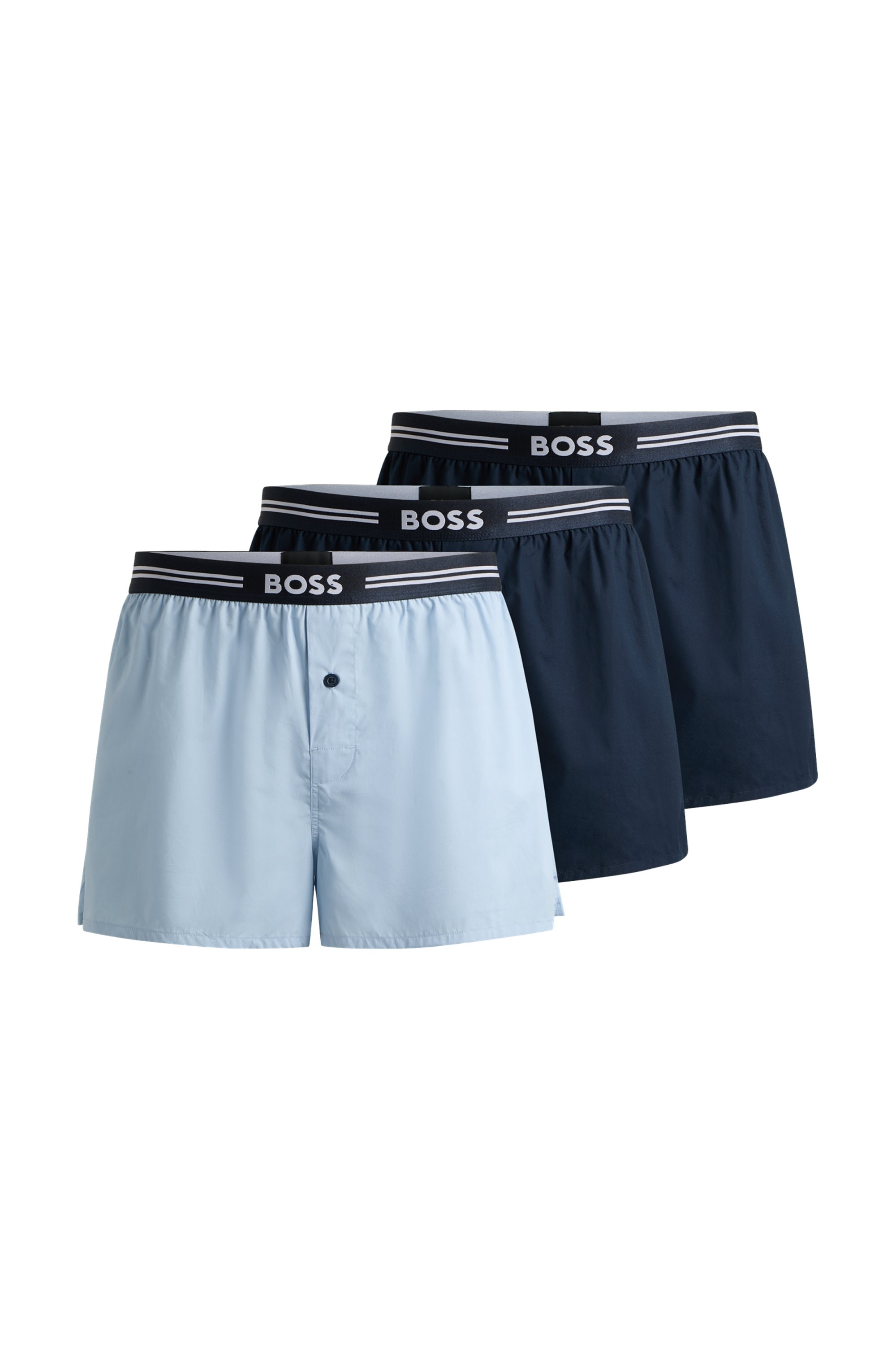 BOSS Boxershorts "3P Woven Boxer", (Packung, 3 St., 3er Pack), mit Eingriff mit Knopf