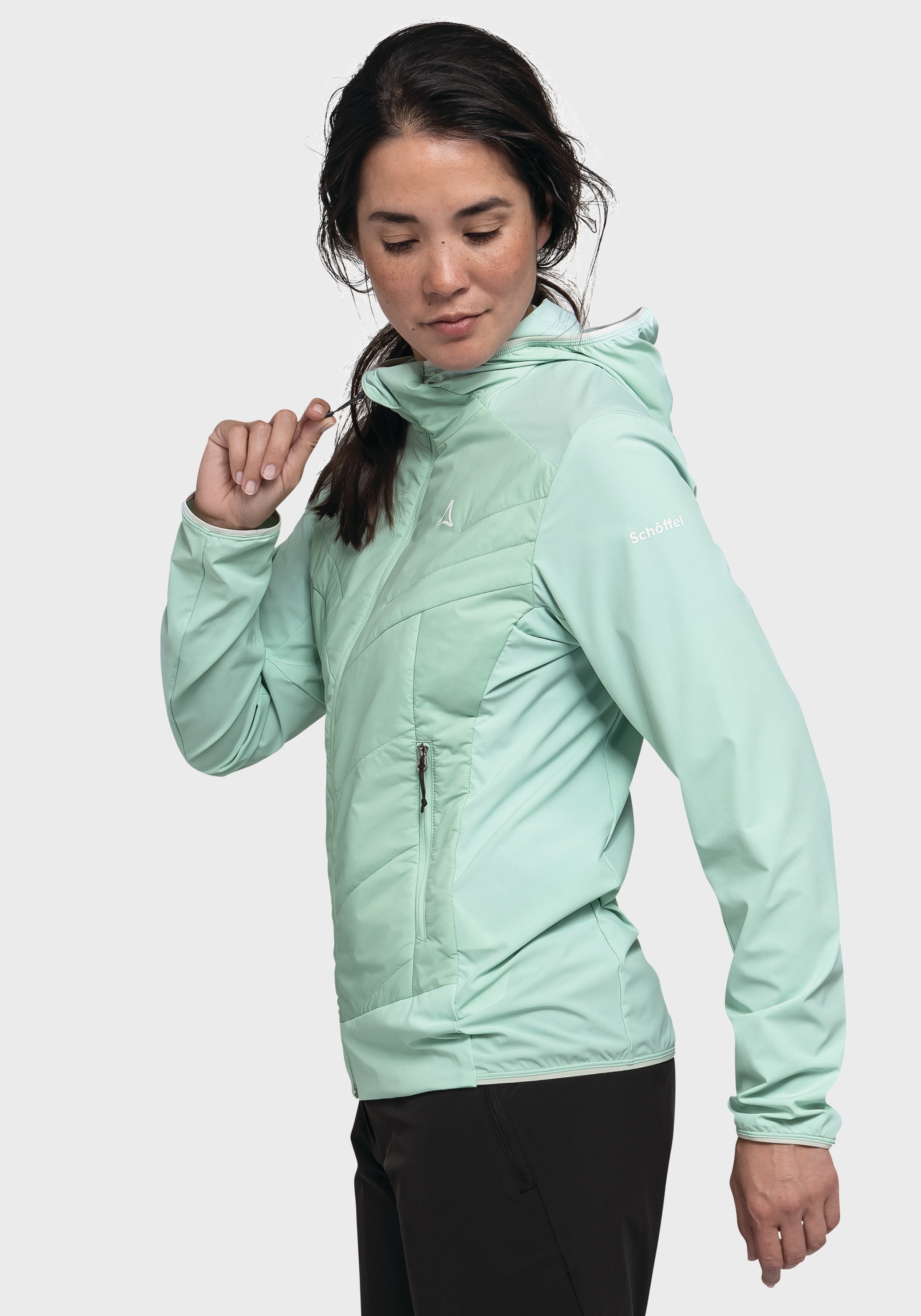 Schöffel Funktionsjacke »Hiking Hybrid Jk Style Blaueis WMS«, mit Kapuze