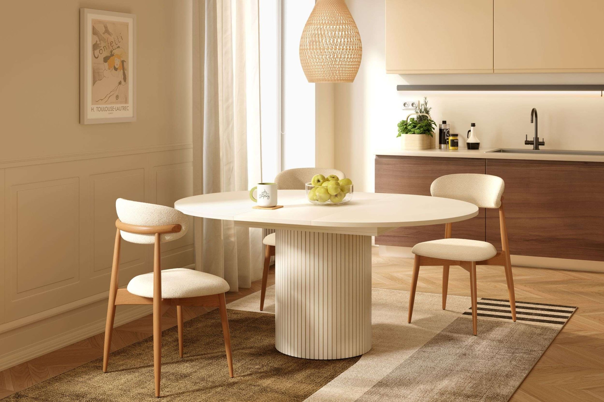 Woodman Esstisch "Toscana, Speisetisch, Tisch" Made in Europe, Breite 120 cm, melaminbeschichtet, mit Verlängerungsplatten, FSC