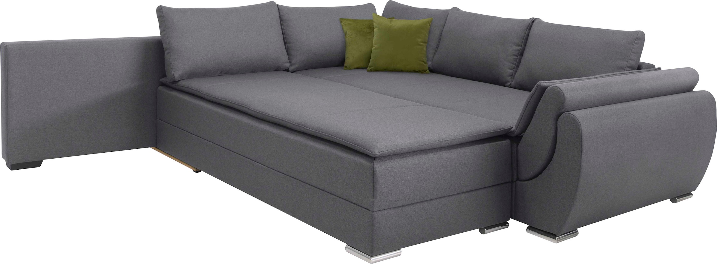 INOSIGN Ecksofa »Göteborg«, mit Boxspring-Bettfunktion und Bettkasten, Dauerschlaffunktion, Topper