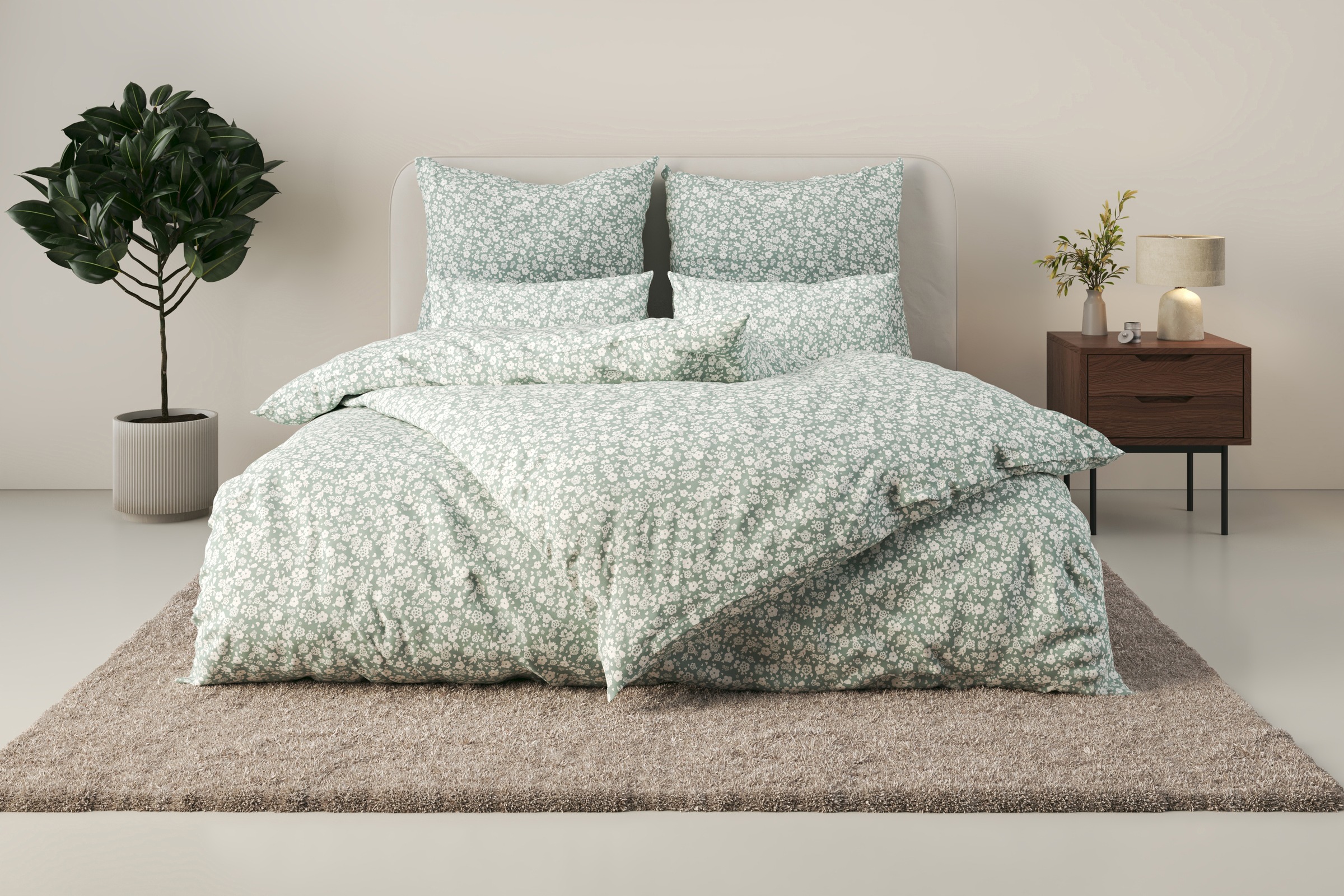 my home Bettwäsche "Mariby" 2 tlg. mit feinem Blümchen Design, skandinavisc günstig online kaufen