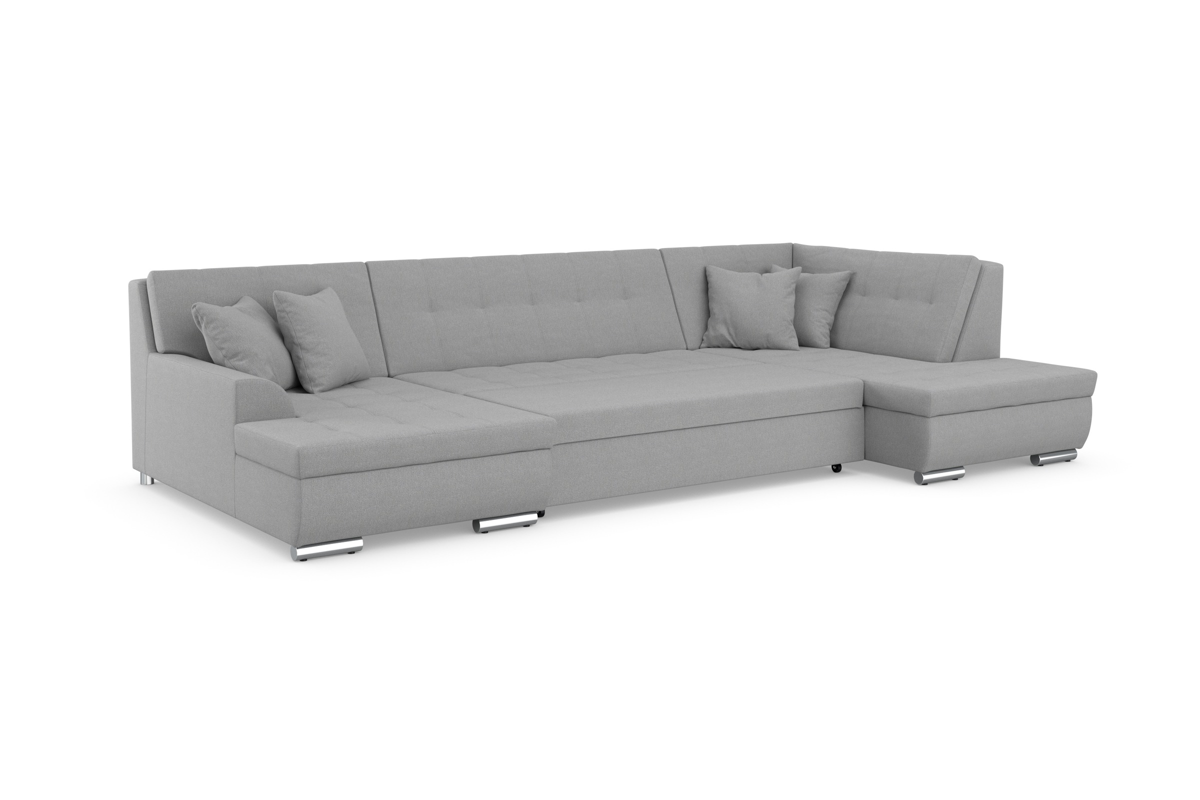 DOMO collection Wohnlandschaft »Treviso incl. Zierkissen, moderne Steppung, XXL: B/T/H: 364/201/83 cm«, wahlweise mit Bettfunktion, in vielen Bezugsarten auch in Cord U-Form
