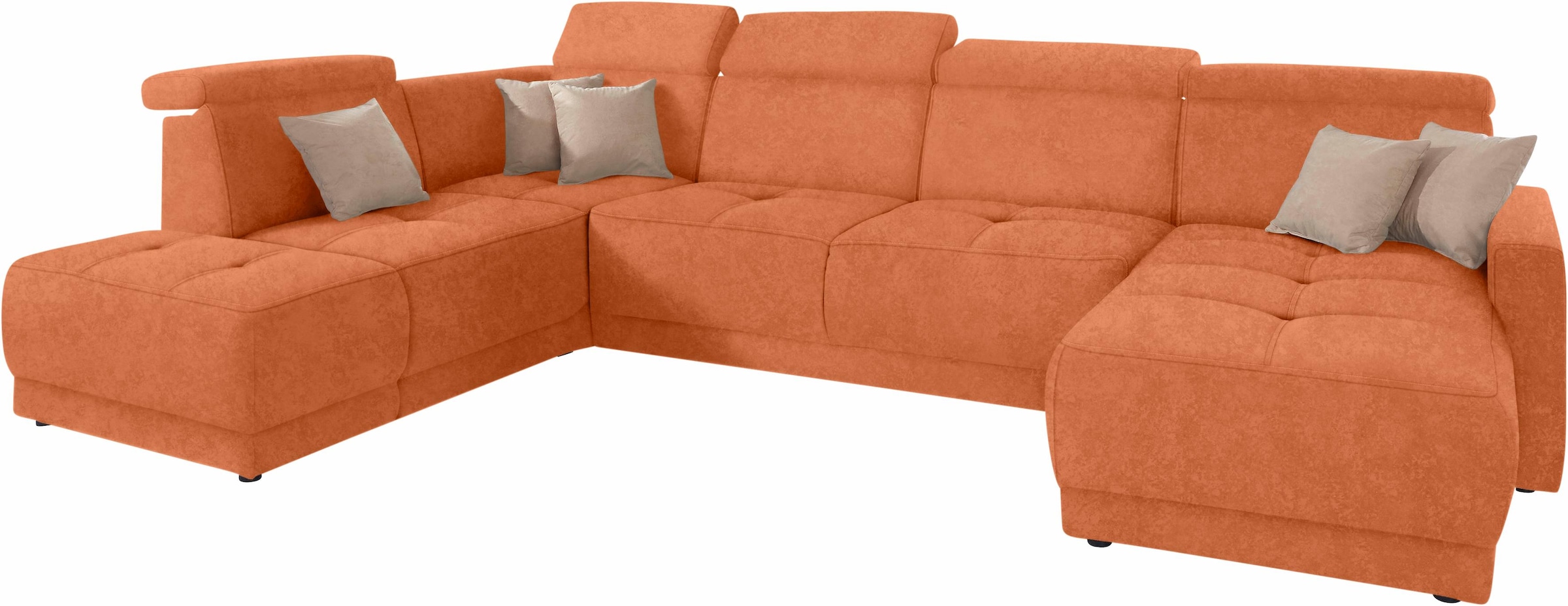 DOMO collection Wohnlandschaft »Ava moderne Sitzheftung mit toller Doppelnaht, komfortabel, U-Form«, mit Federkern, wahlweise mit Kopfteilverstellungen