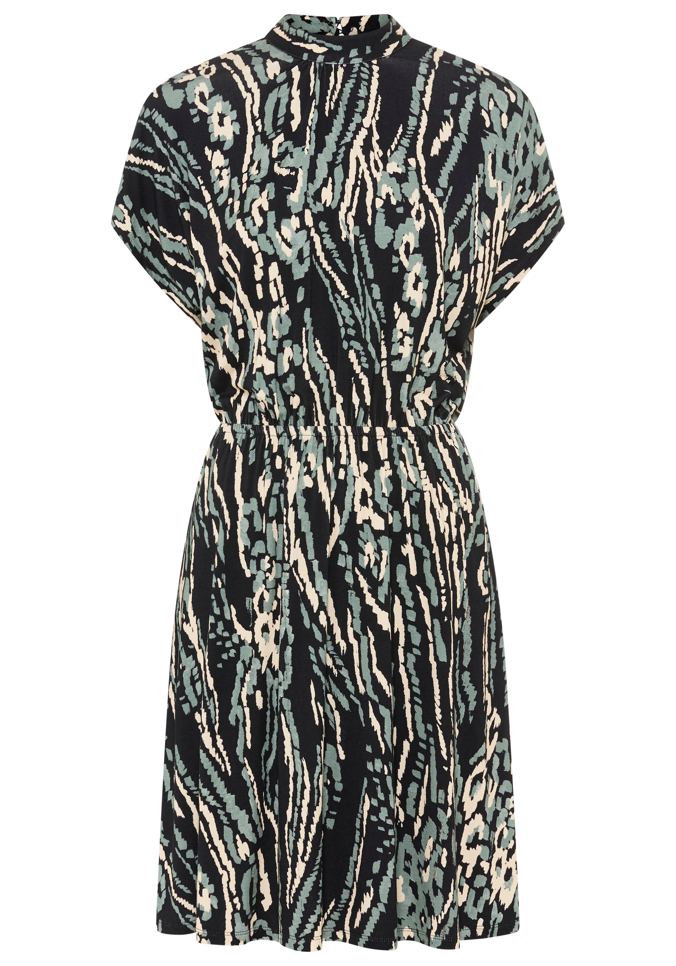 Laura Scott Sommerkleid hoch geschlossener Ausschnitt, aus Jersey, Abstrakt gemustert