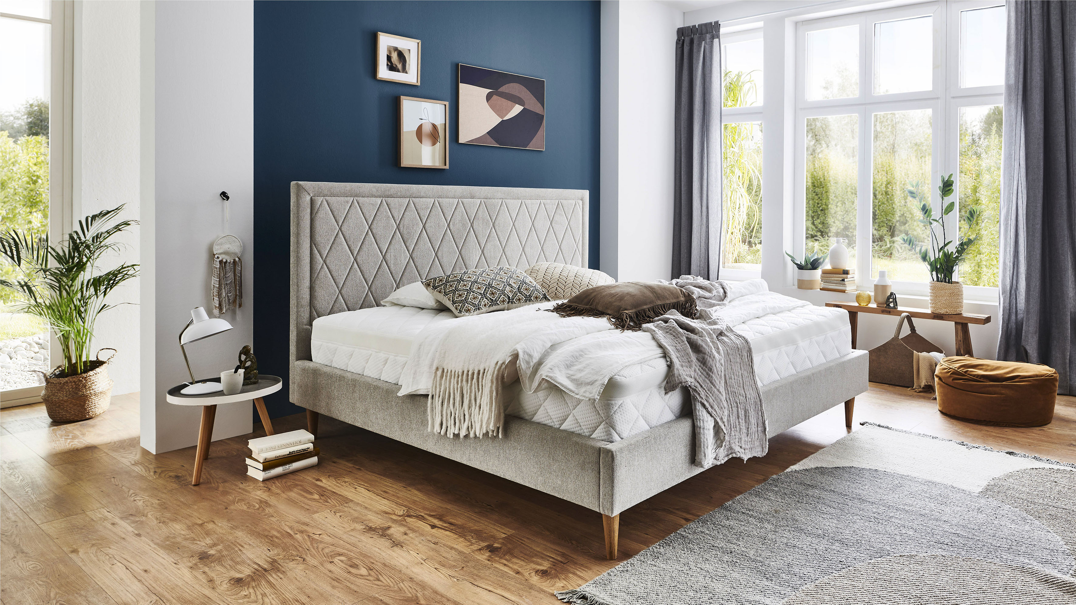 ATLANTIC home collection Polsterbett "Paulin" mit gestepptem Kopfteil