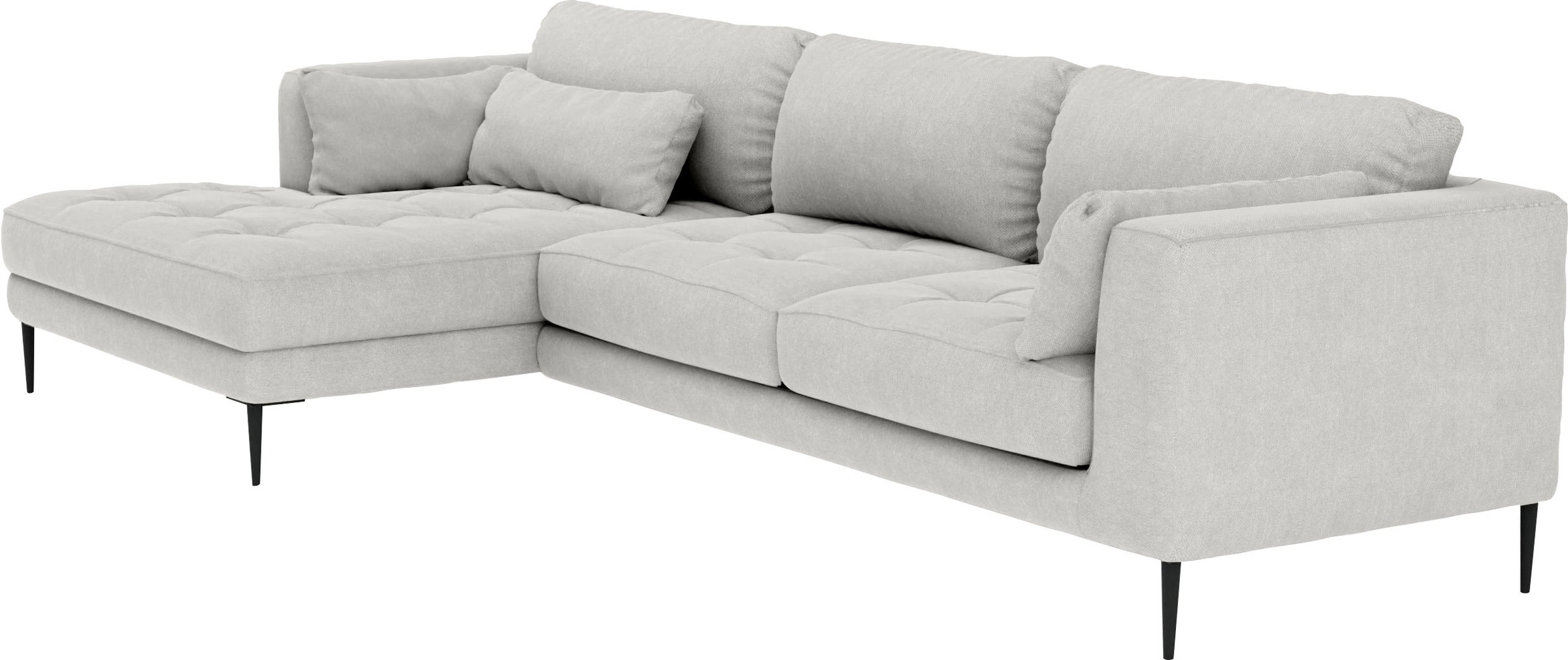 Ecksofa TRENDMANUFAKTUR "Luzi, wahlweise mit Schlaffunktion & Bettkasten., L-Form", grau, B:280cm H:80cm T:168cm, 92% Polyester, 8% Nylon, Sofas, Ecksofa, Designsofa mit tollem Sitzkomfort, Metallfüße schwarz, Breite 280 cm 3