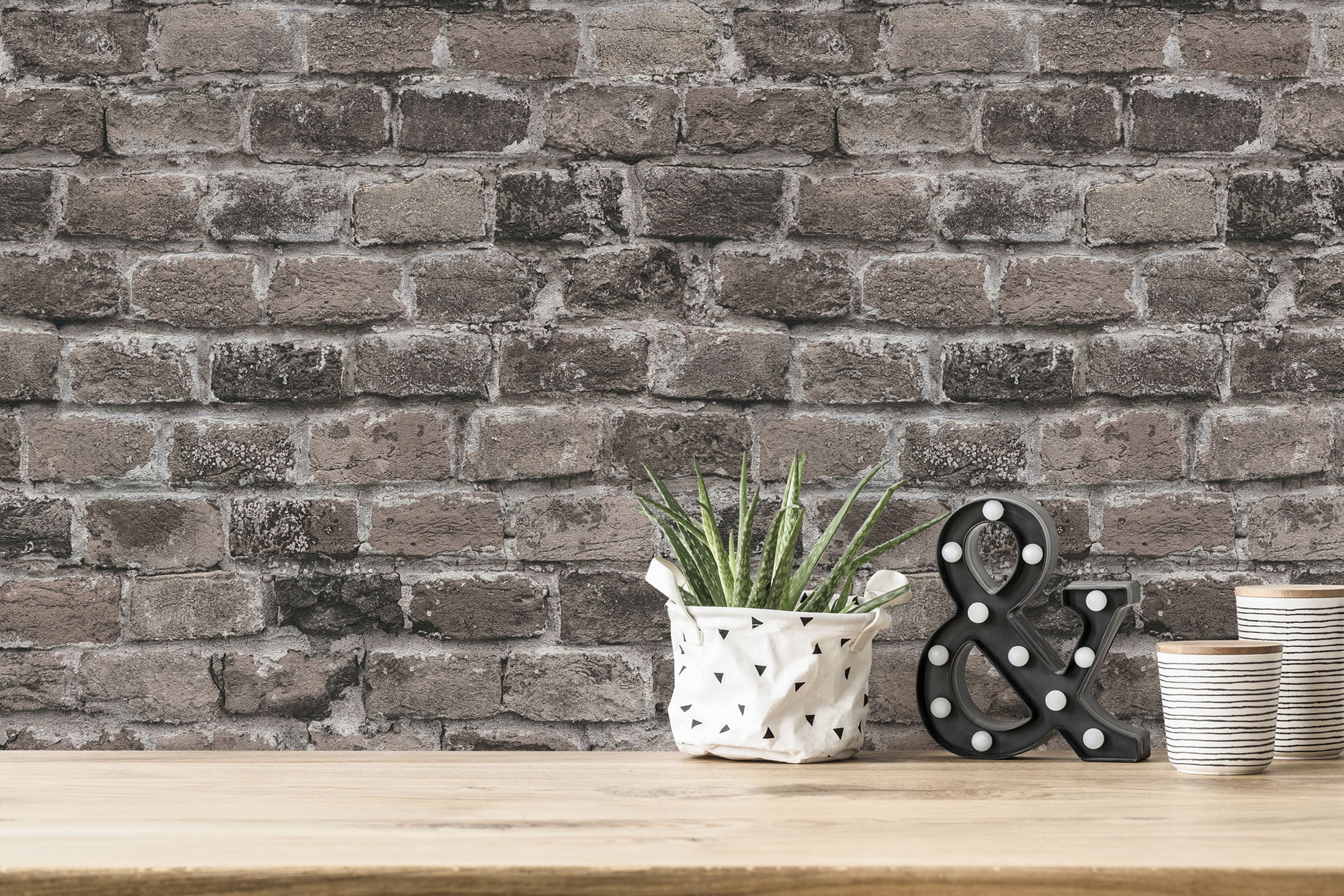 A.S. Création 1100000002199 "Bricks & Stones Steinoptik" gemustert matt neutral leicht strukturiert Tapete Stein Tapeten Wohnzimmer Schlafzimmer Küche modern Design Optik