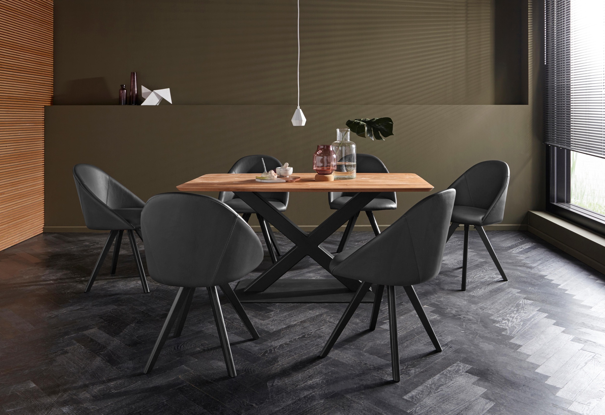 Home affaire 4-Fußstuhl "Lotos" (Set) 2 Stk.Bezug aus Echtleder und Gestell günstig online kaufen