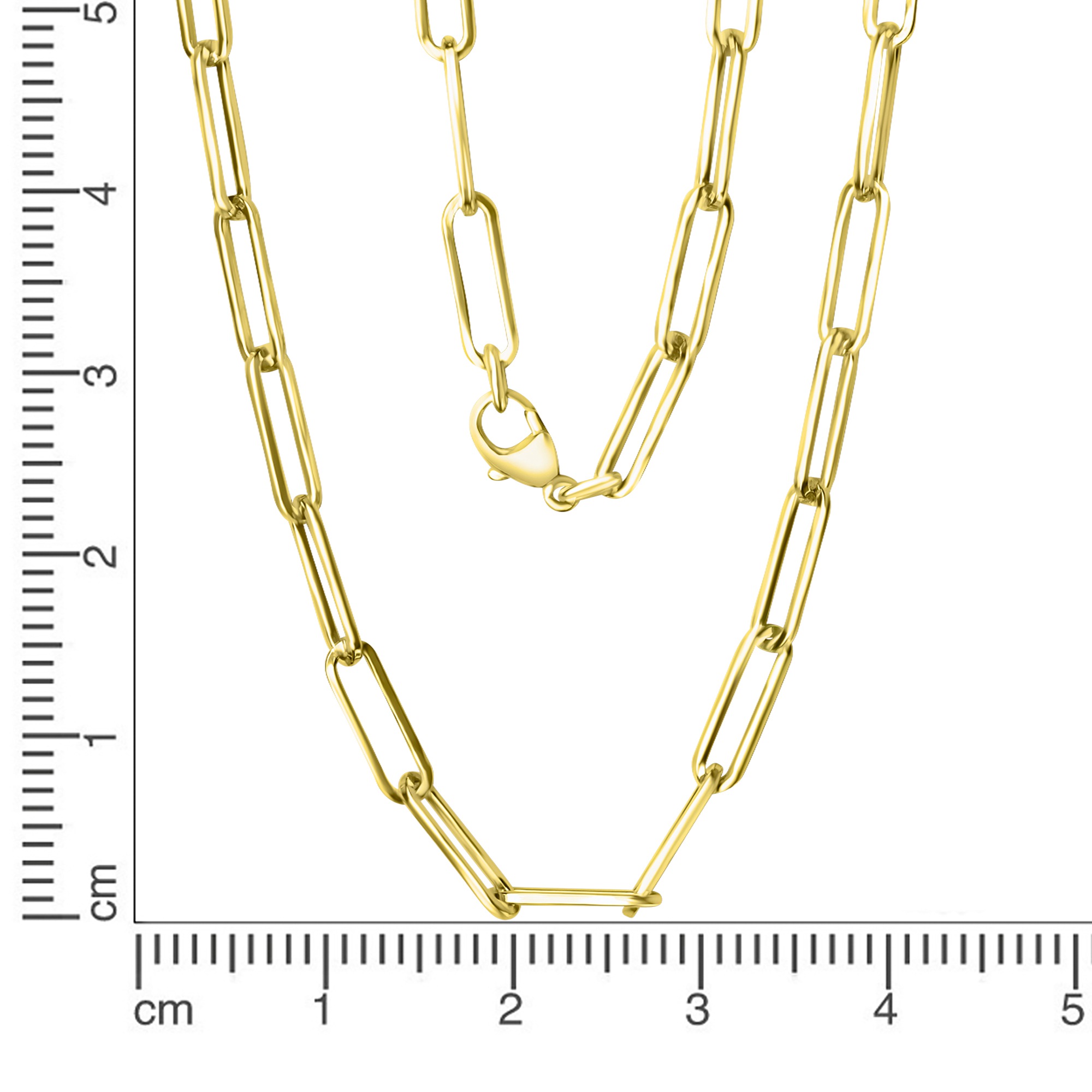 Collierkettchen VIVANCE "925/- Sterling Silber vergoldet Gliederkette 55 cm", gelb, Halsketten, Damen, 55cm, Silber 925 (Sterlingsilber), L: 55 B: 4,8mm, glänzend, B:4,8mm 3