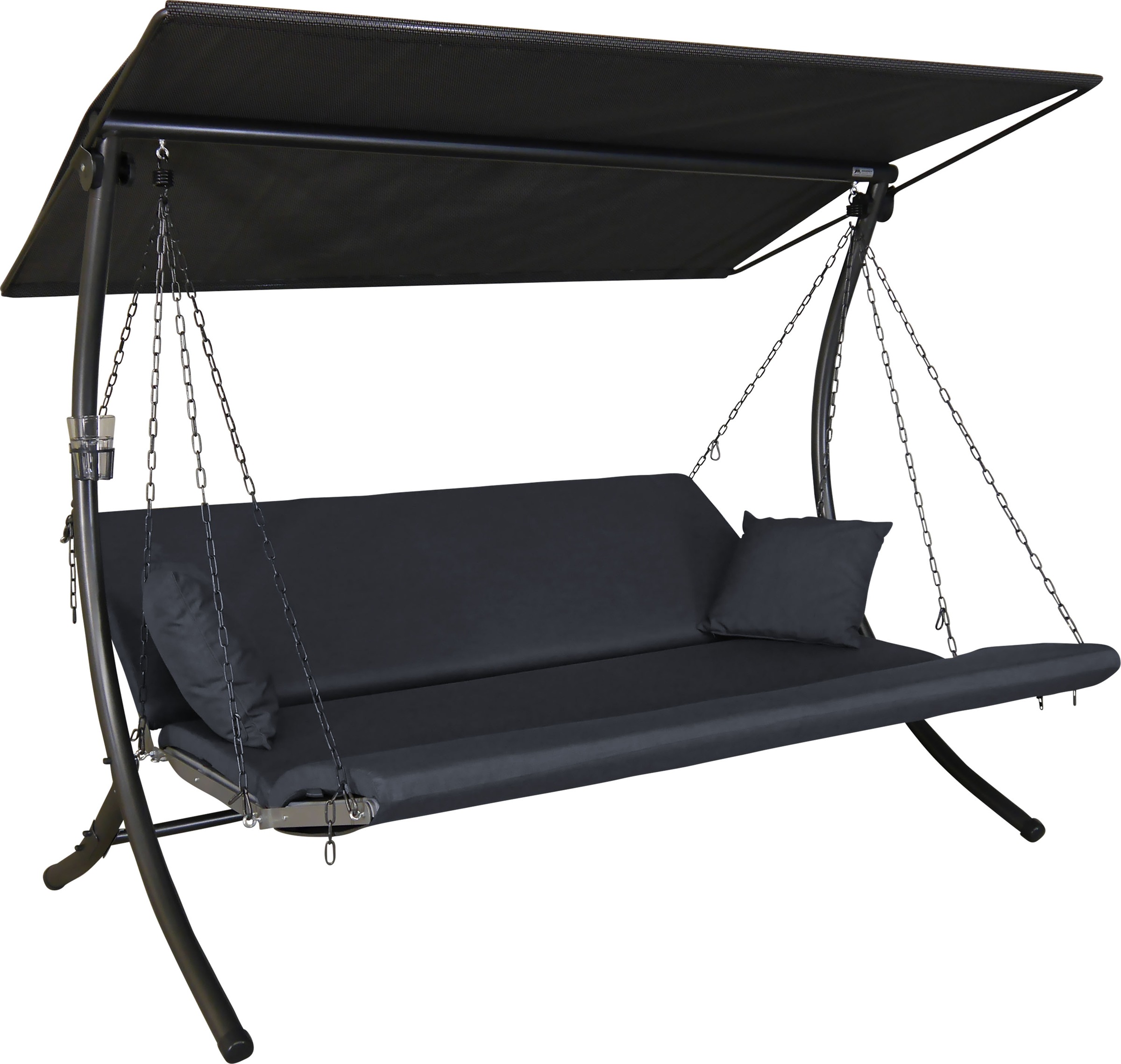 Hollywoodschaukel "Luxus Zip anthrazit", grau (grau, grau), B:210cm H:160cm T:145cm, Obermaterial: 100% Polyester, ANGERER FREIZEITMÖBEL, Hollywoodschaukeln, BxTxH: 210x145x160 cm 3