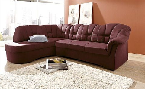 DOMO collection Ecksofa "Papenburg, zeitlose Rückensteppung, elegante Armlehne, L-Form" mit Ottomane, wahlweise mit Bettfunktion, OTTOs Choice