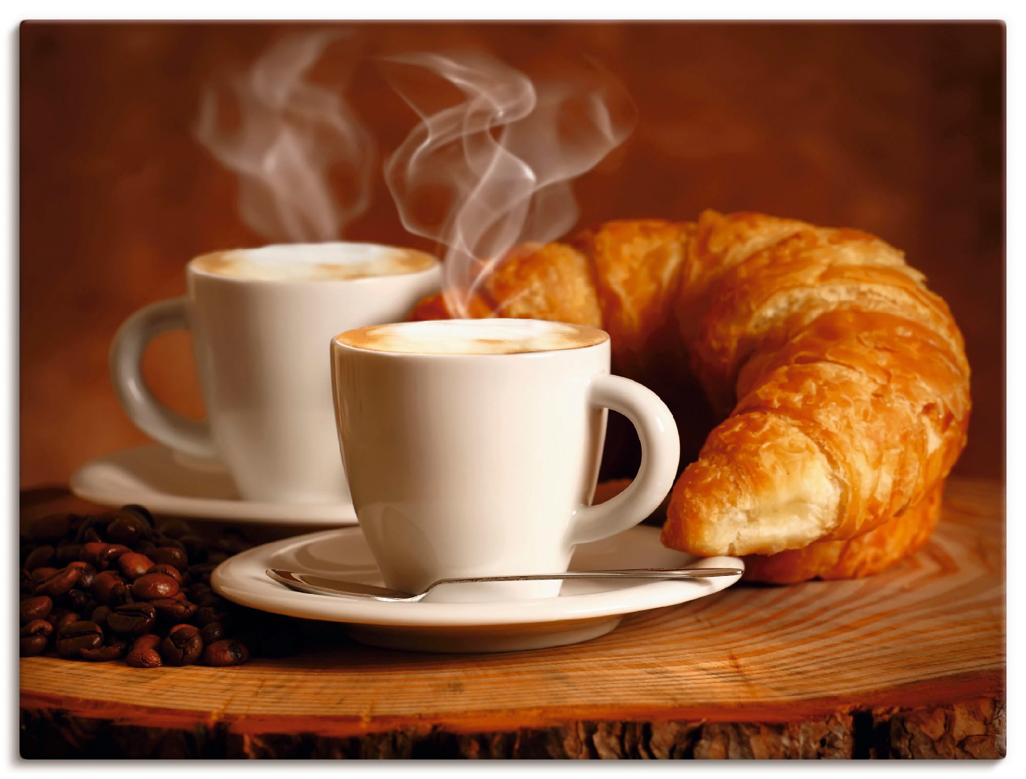 Artland Wandbild "Dampfender Cappuccino und Croissant" Getränke 1 Stk. tlg. günstig online kaufen
