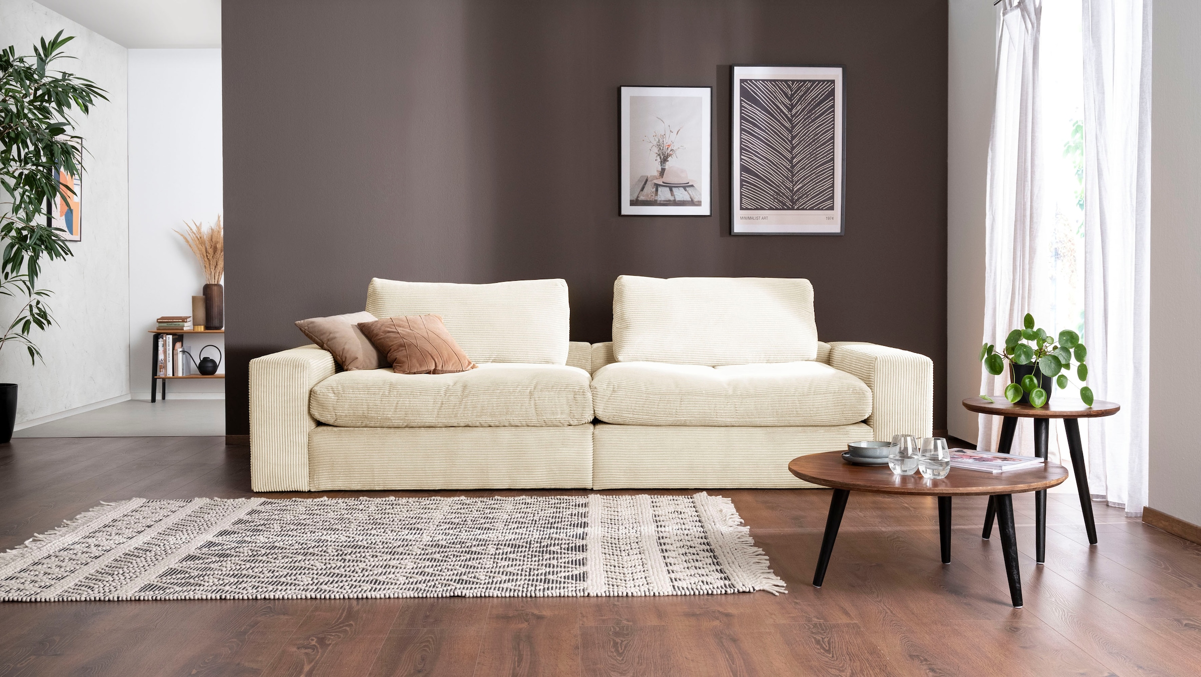 alina Big-Sofa "Sandy", 296 cm breit und 98 cm tief, in modernem Cordstoff günstig online kaufen