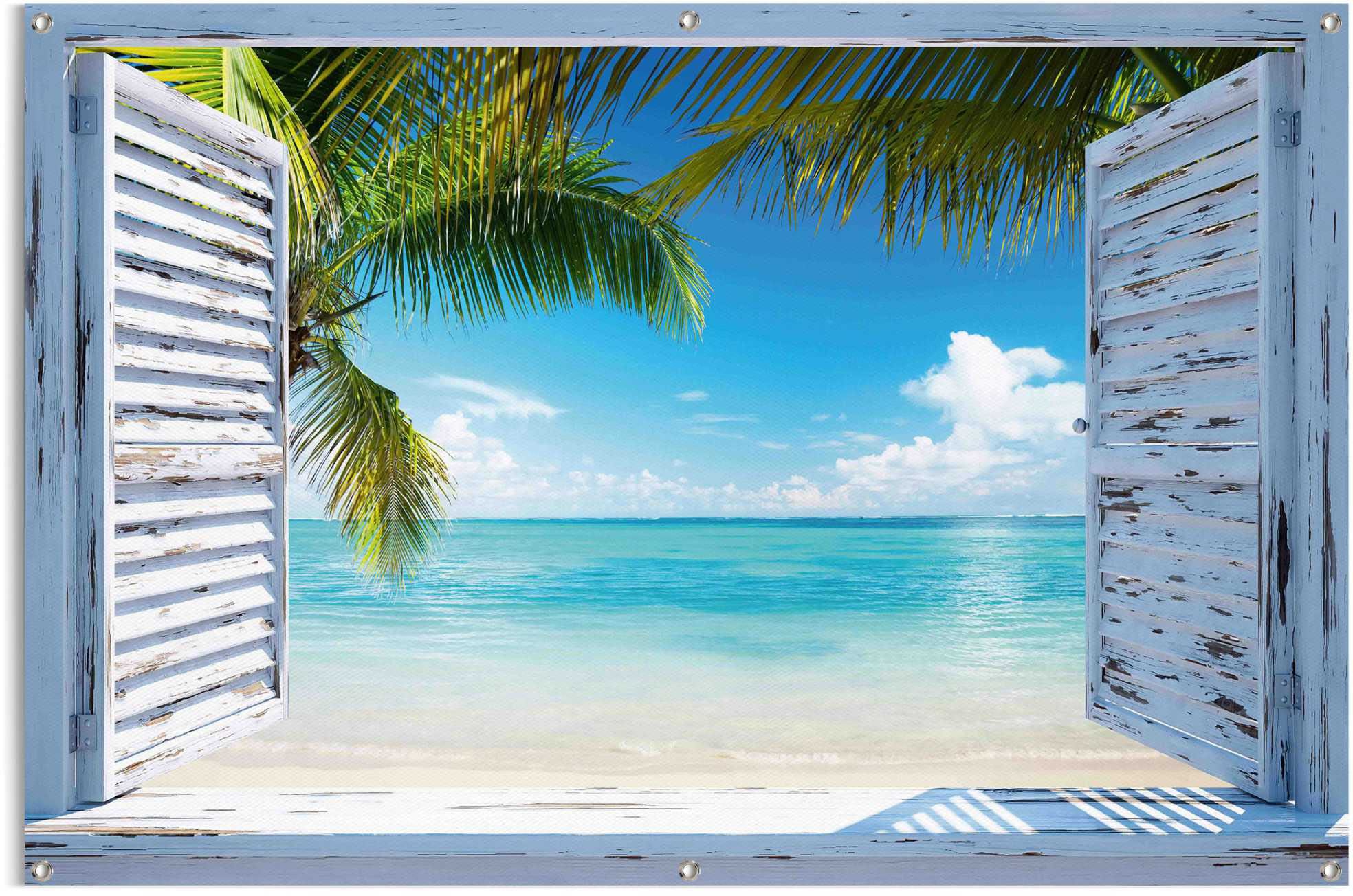 Reinders! Poster »Strandfenster«, leichtes und wasserfestes Gartenposter für den Außeneinsatz