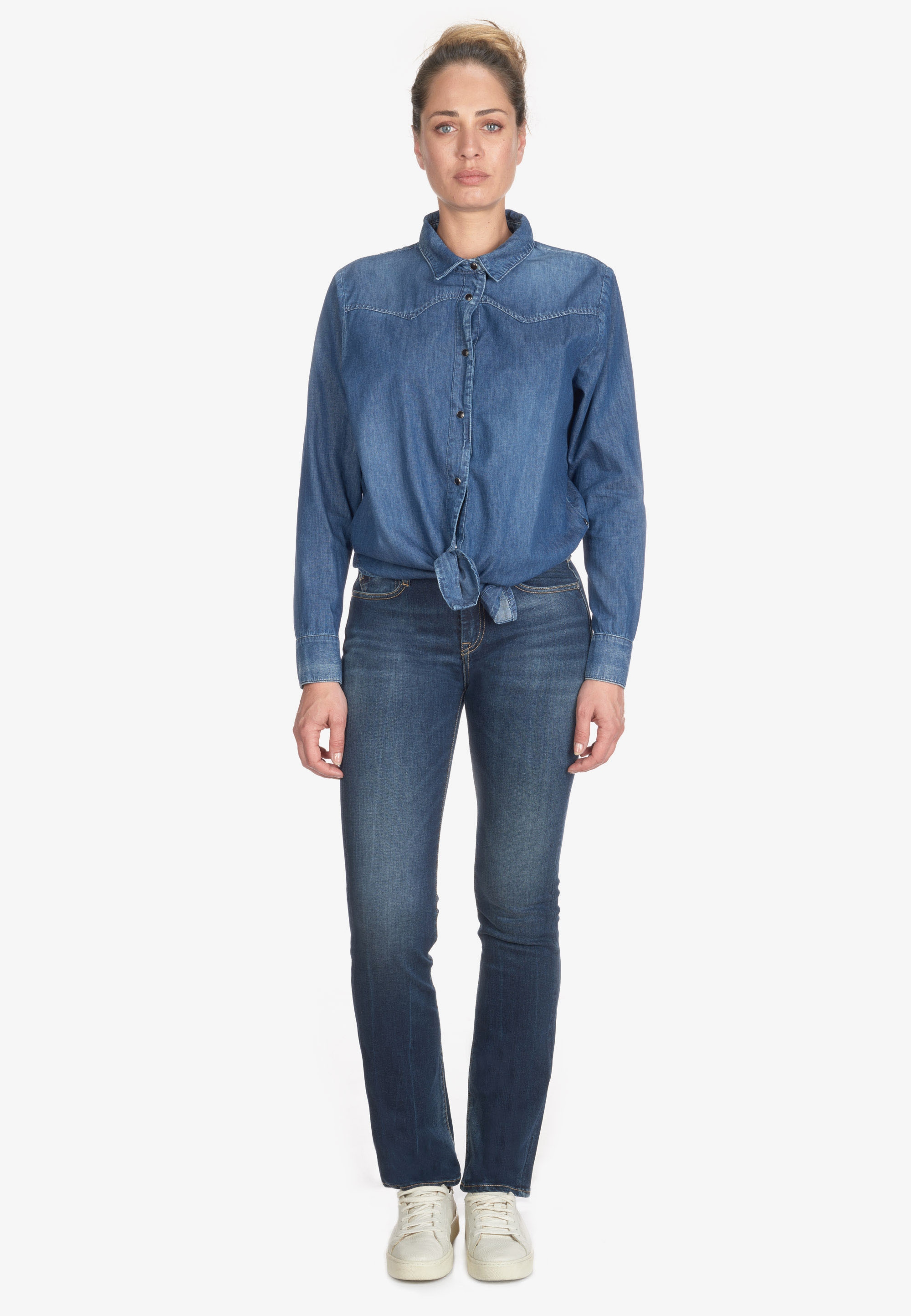 Le Temps Des Cerises Klassische Bluse "FELIXA", in tollem Jeans-Look günstig online kaufen