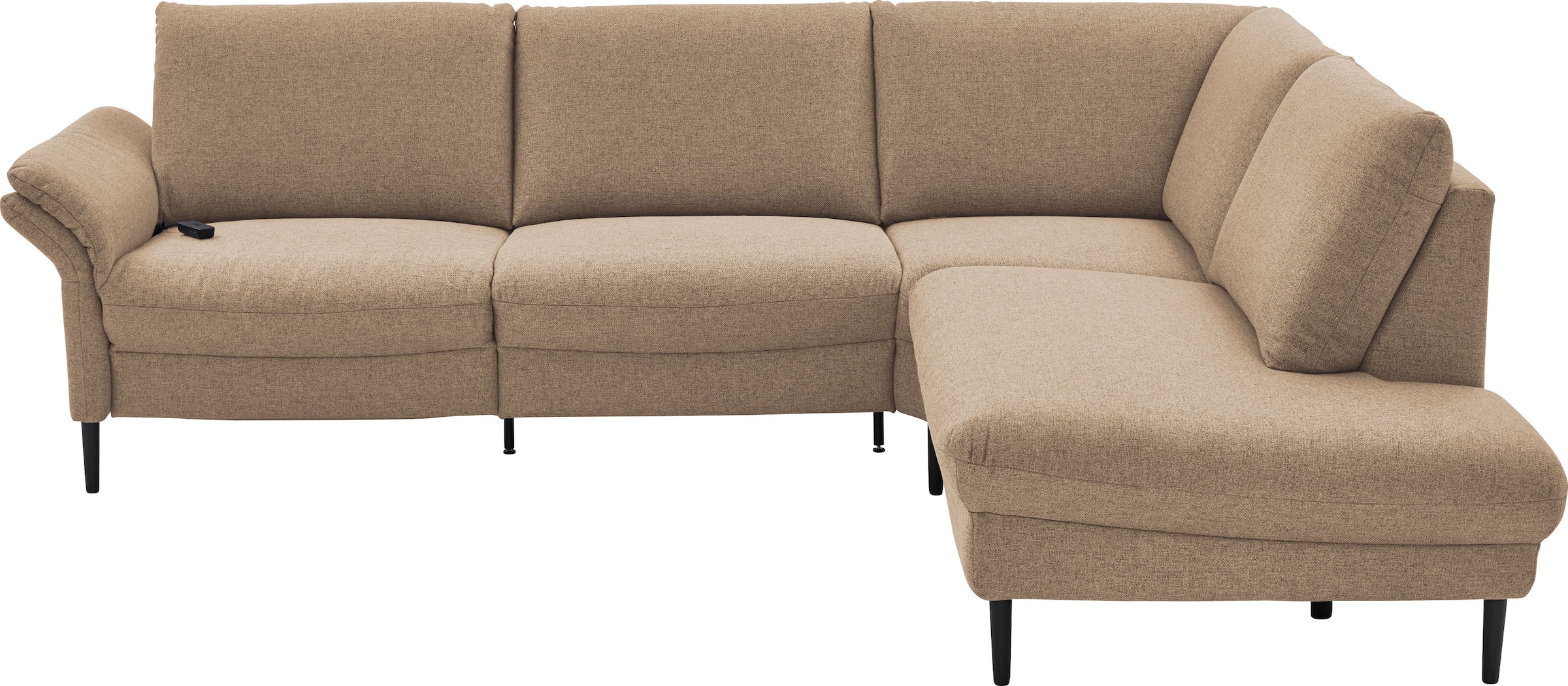 Home affaire Ecksofa "Sarsina: mit Tonnentaschen-Federkern, perfekt zum Entspannen L-Form" inklusive 2 motorischen Relaxfunktionen mit Herz-Waage-Beschlag