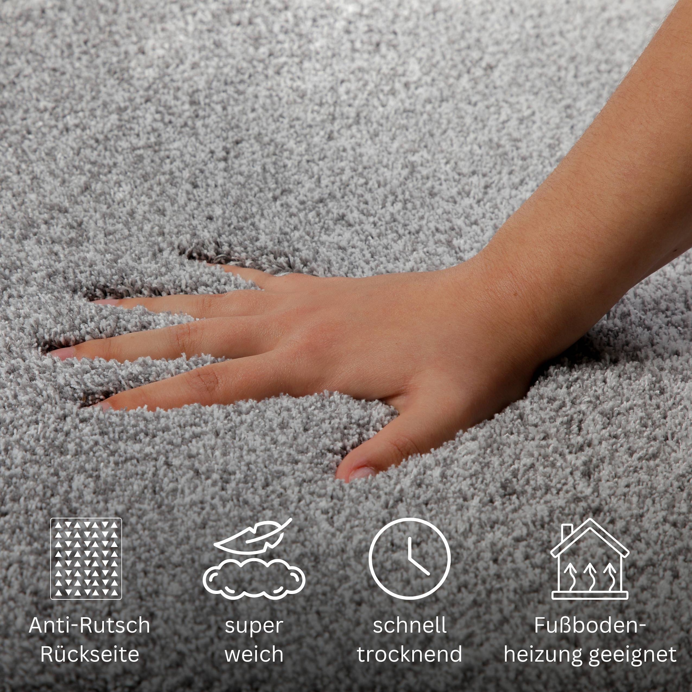 my home Badematte »Utta«, rutschhemmend beschichtet, schnell trocknend, Badteppich, getuftet, mit modernem Farbverlauf, flauschig, hochflor
